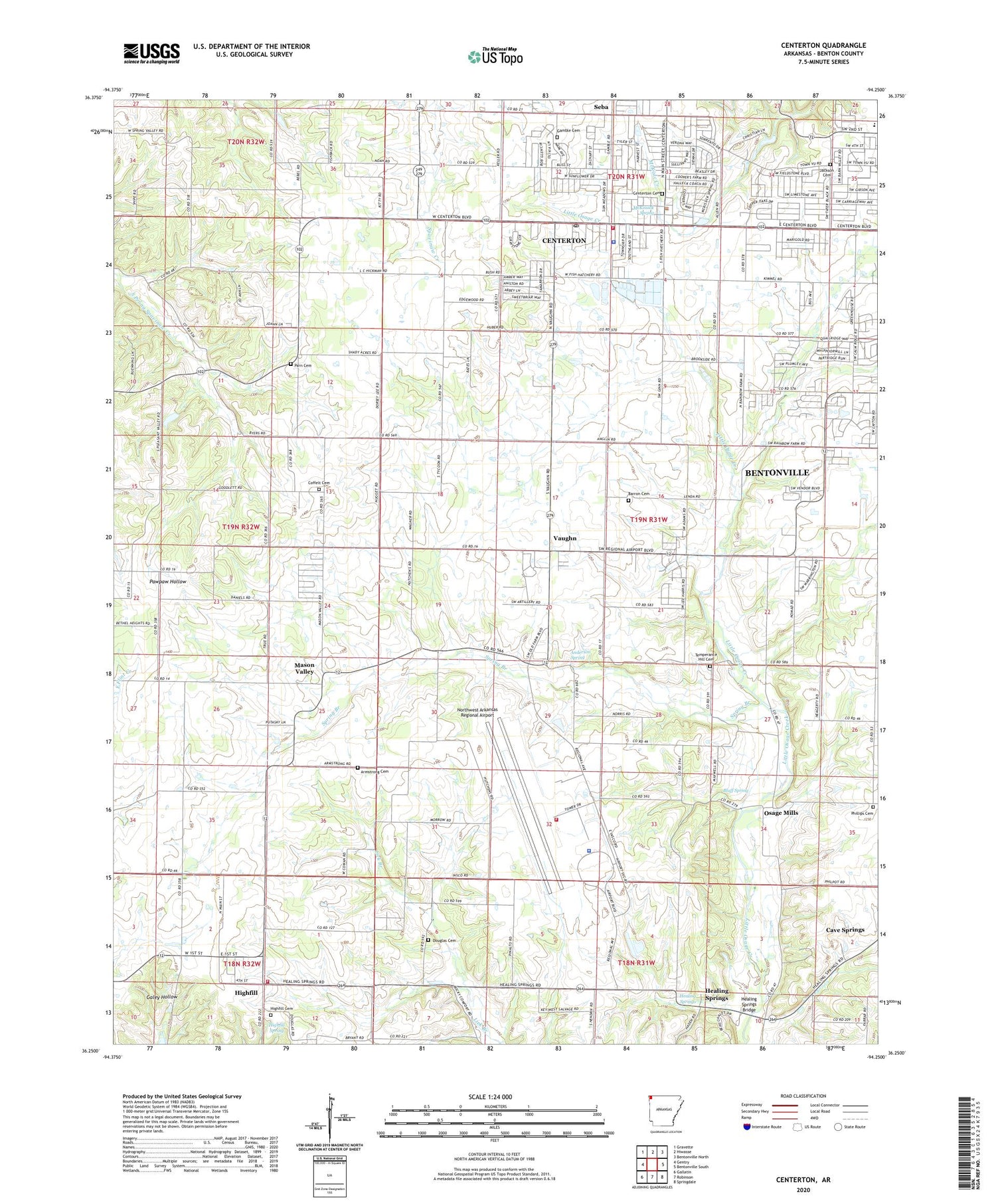 Centerton Arkansas US Topo Map Image