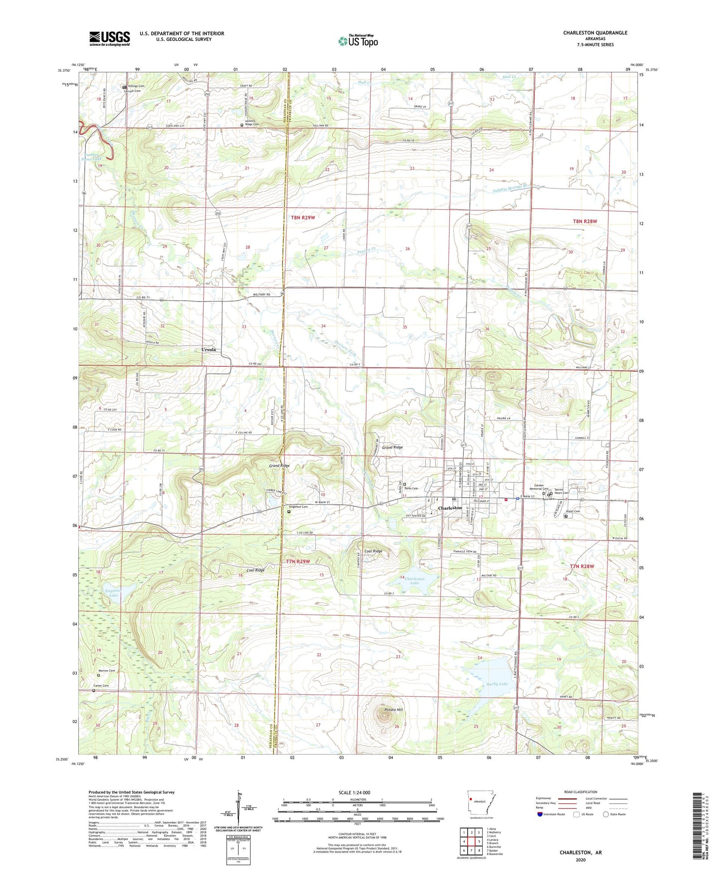 Charleston Arkansas US Topo Map Image