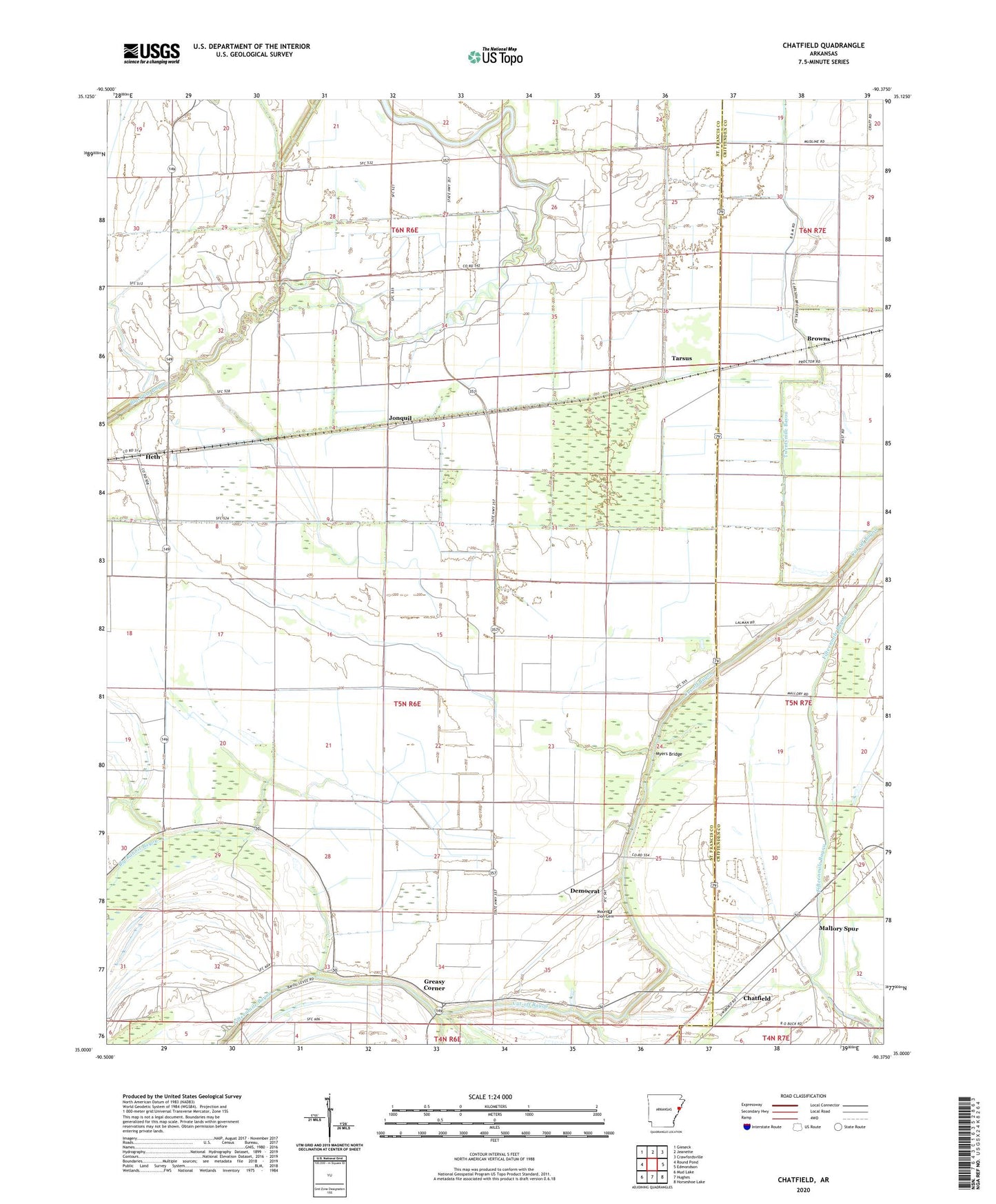 Chatfield Arkansas US Topo Map Image