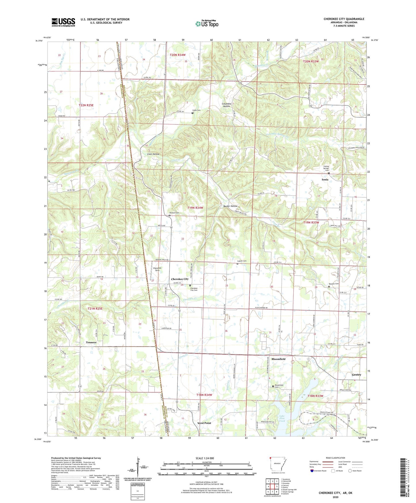 Cherokee City Arkansas US Topo Map Image