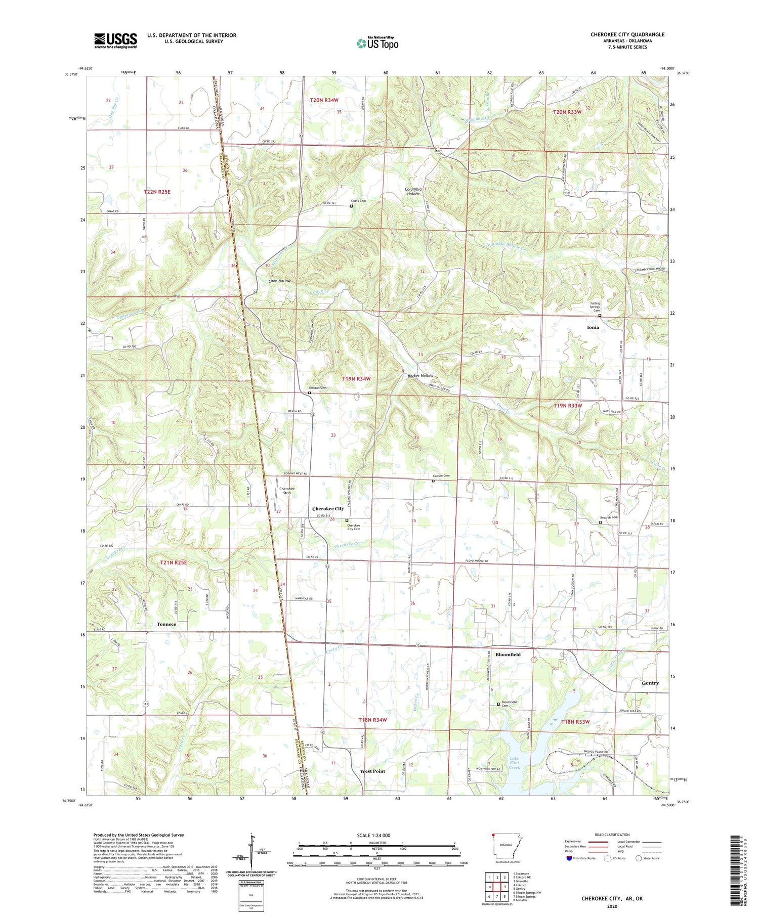 Cherokee City Arkansas US Topo Map Image