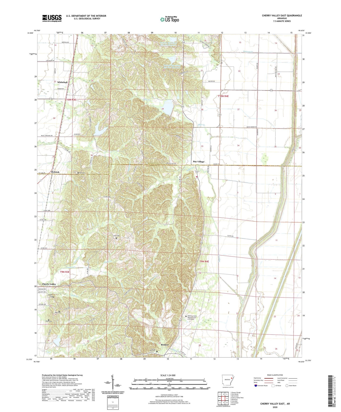 Cherry Valley East Arkansas US Topo Map Image
