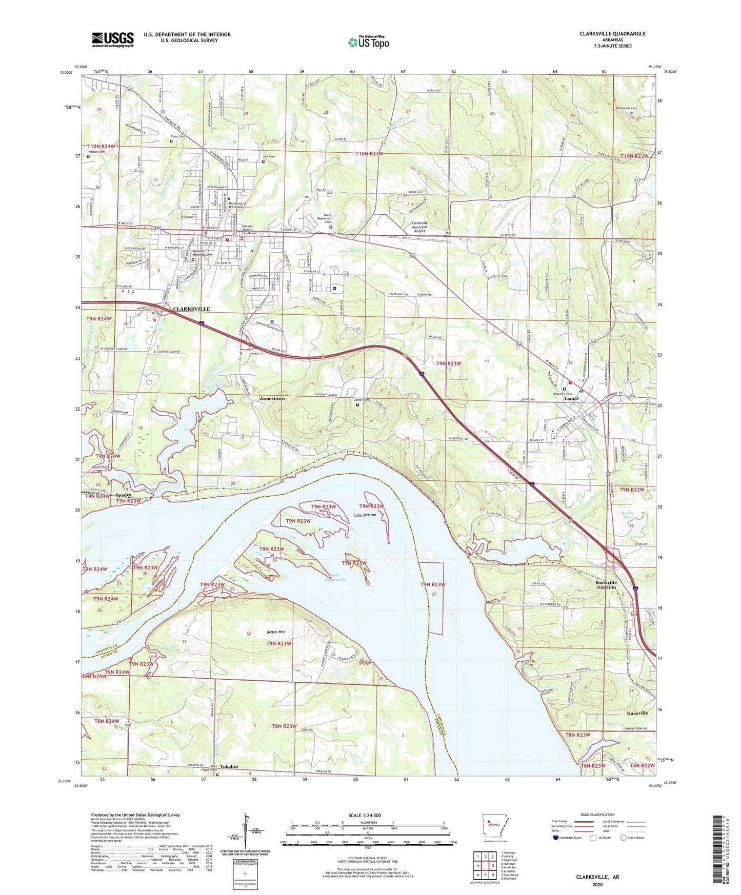 Clarksville Arkansas US Topo Map Image