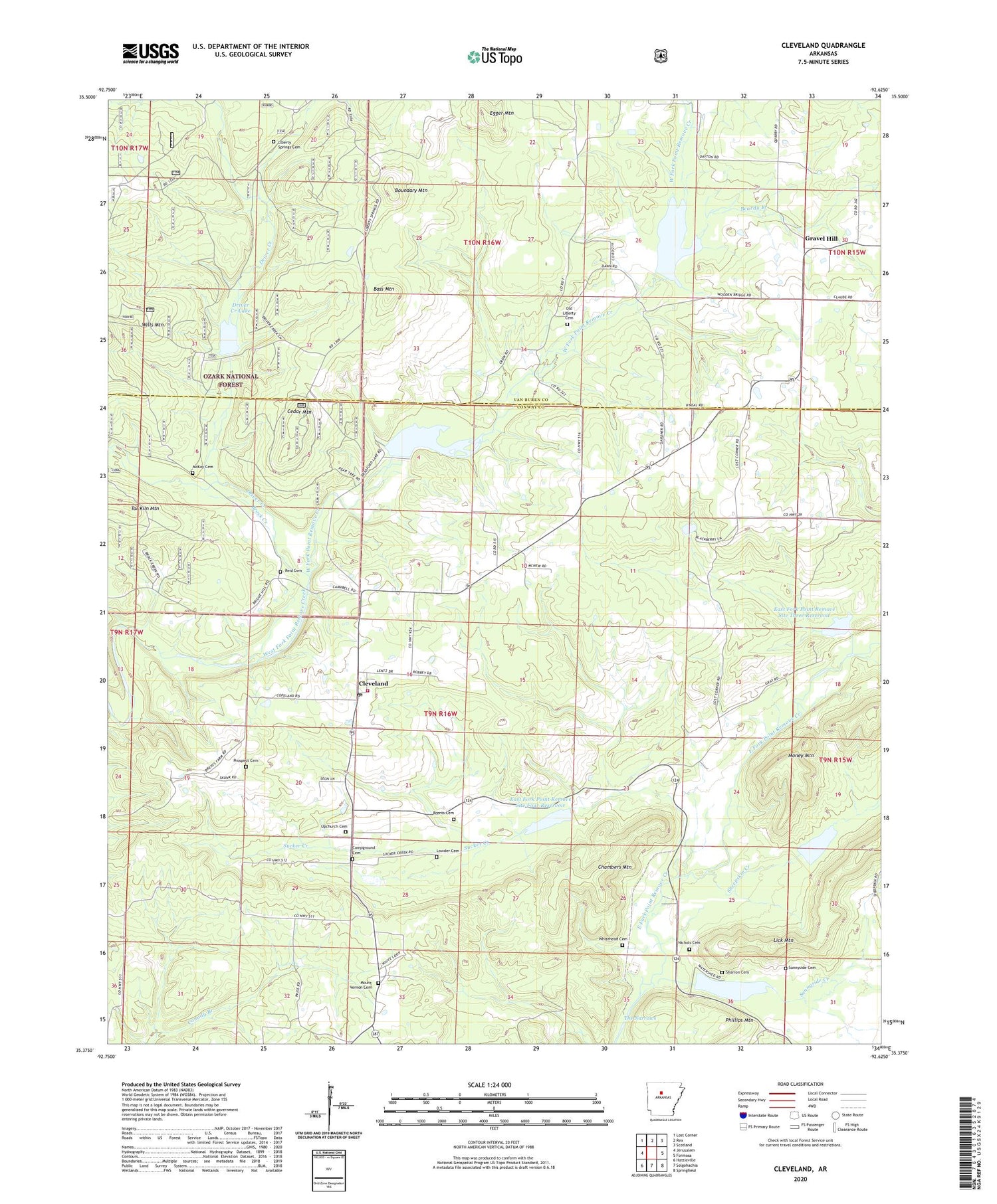 Cleveland Arkansas US Topo Map Image