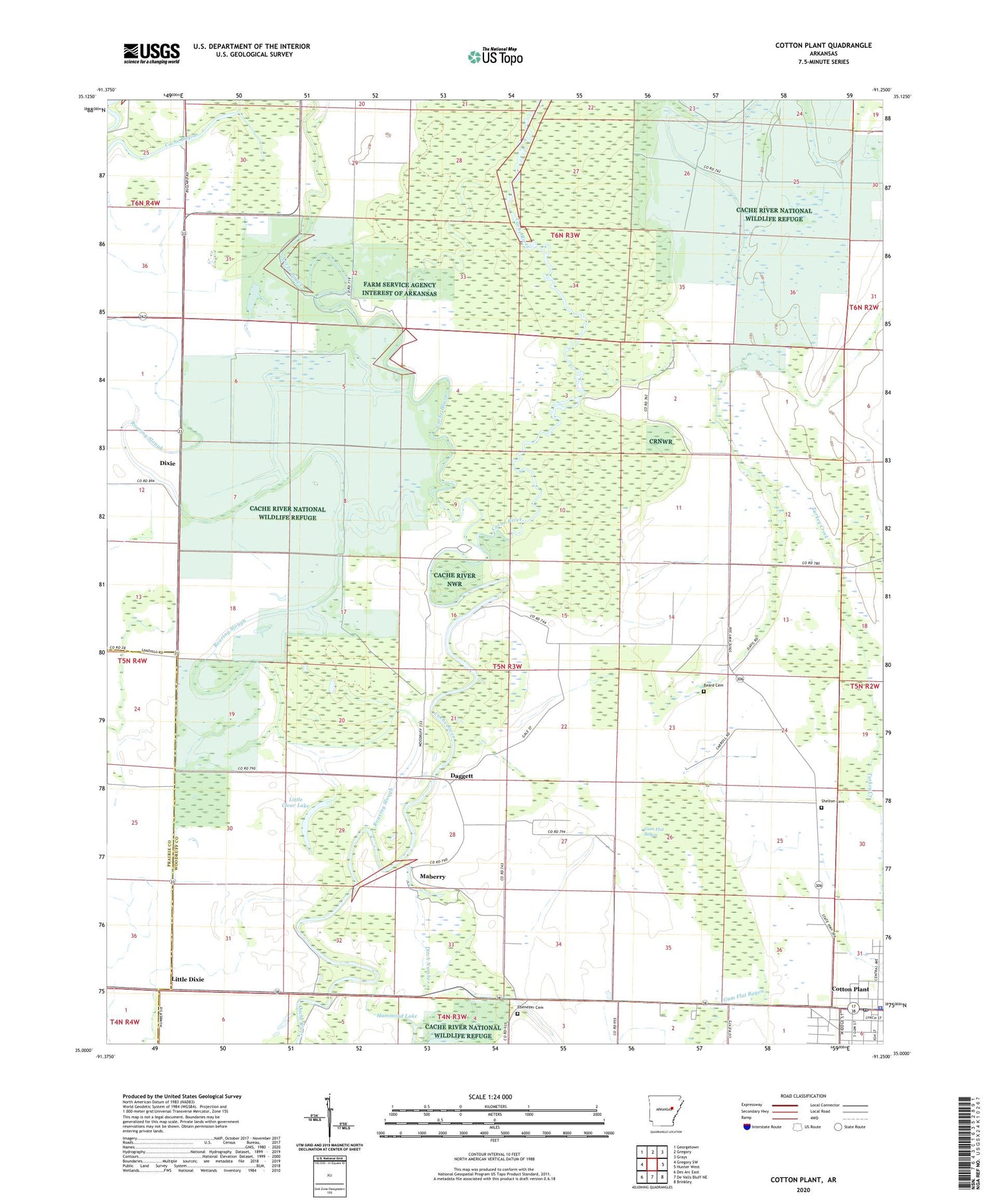Cotton Plant Arkansas US Topo Map Image