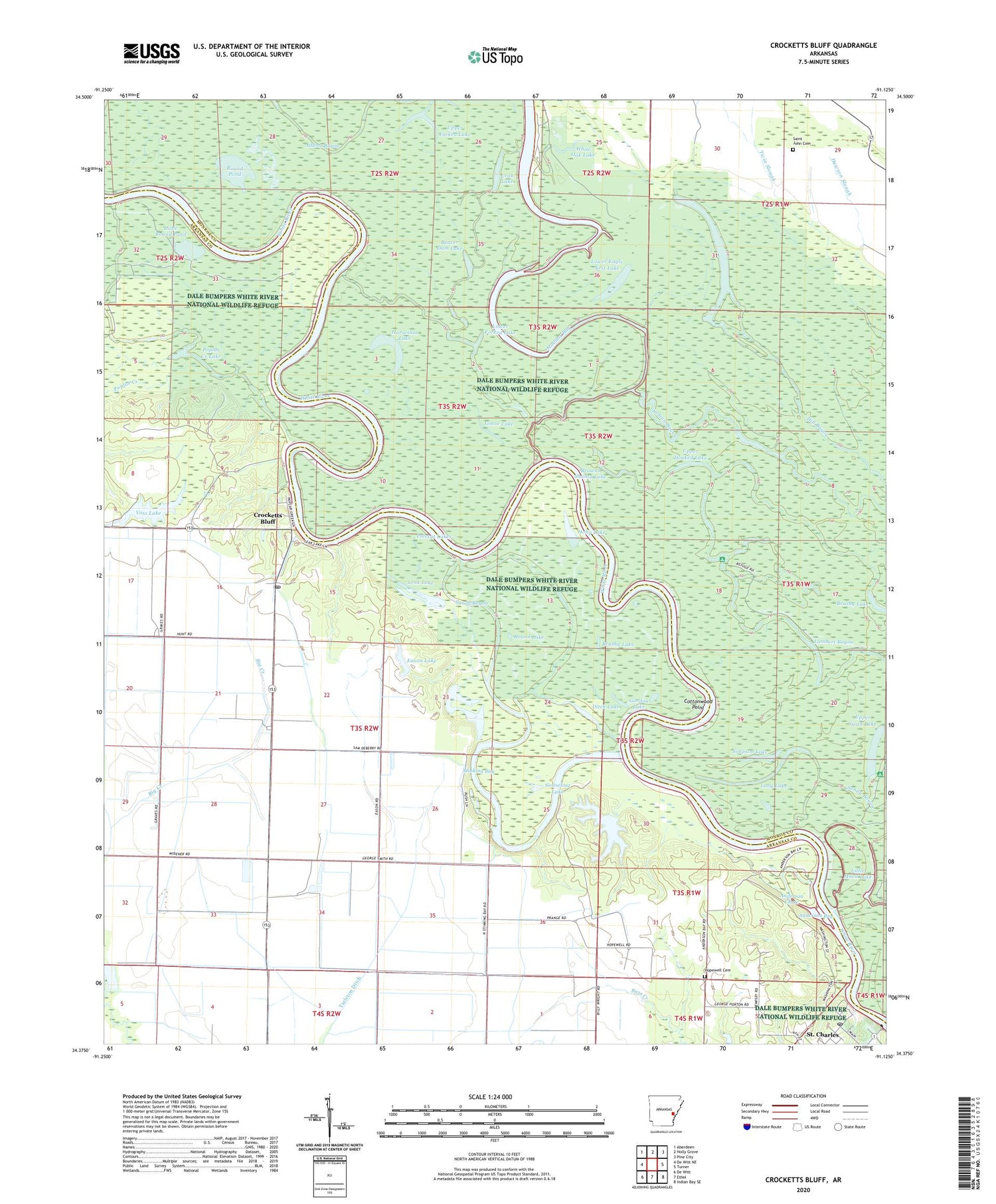 Crocketts Bluff Arkansas US Topo Map Image