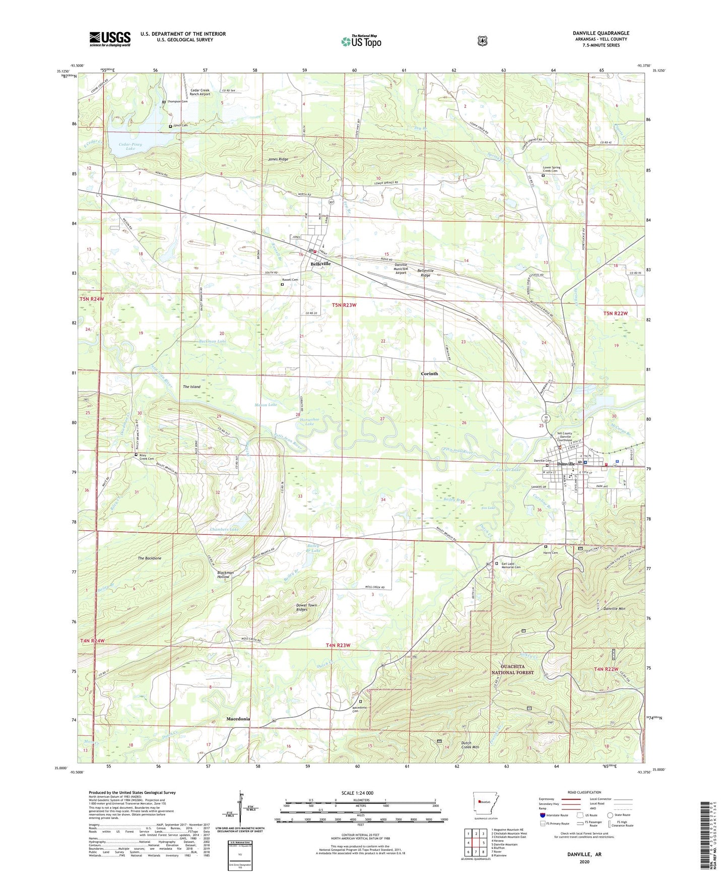Danville Arkansas US Topo Map Image