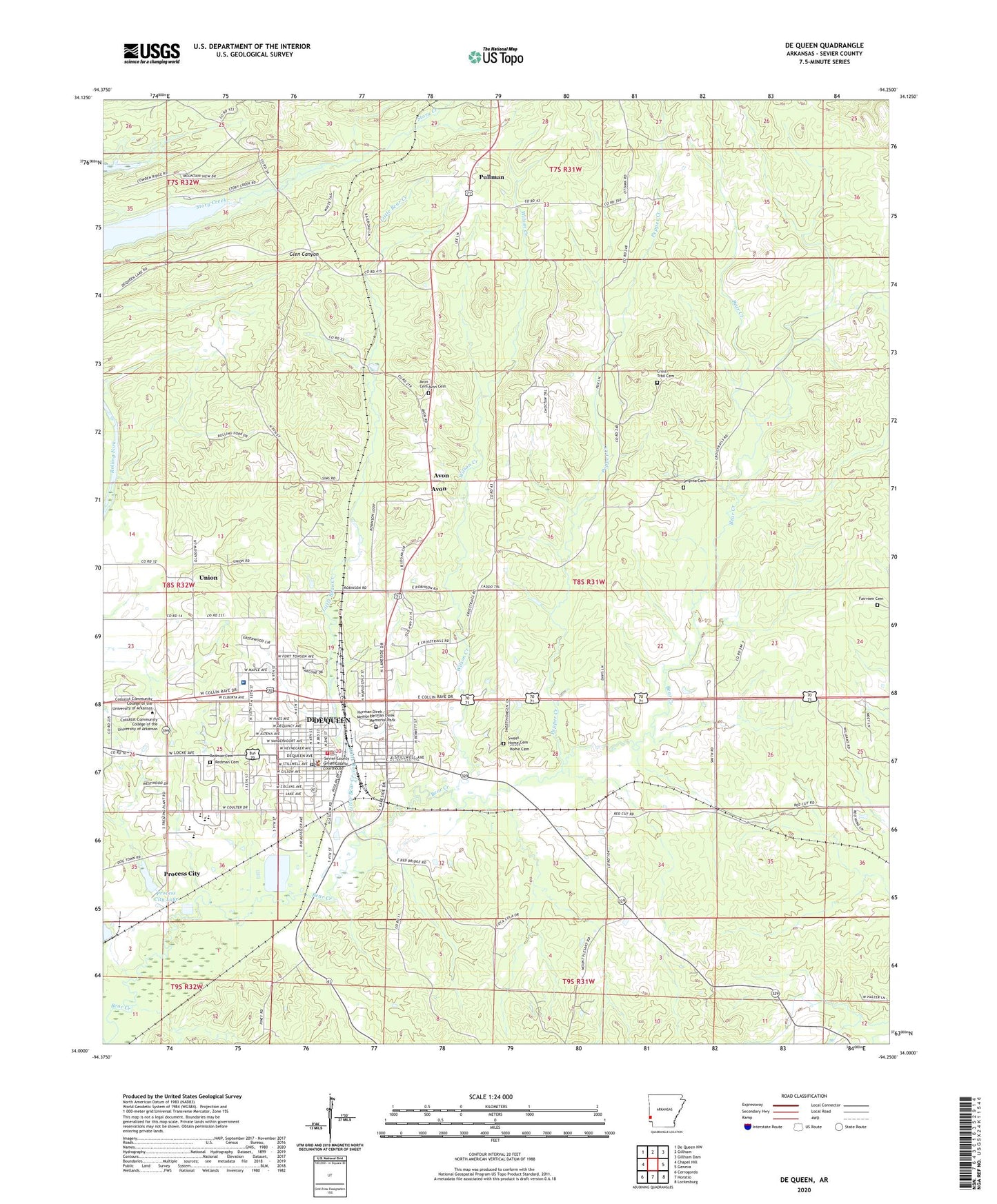 De Queen Arkansas US Topo Map Image