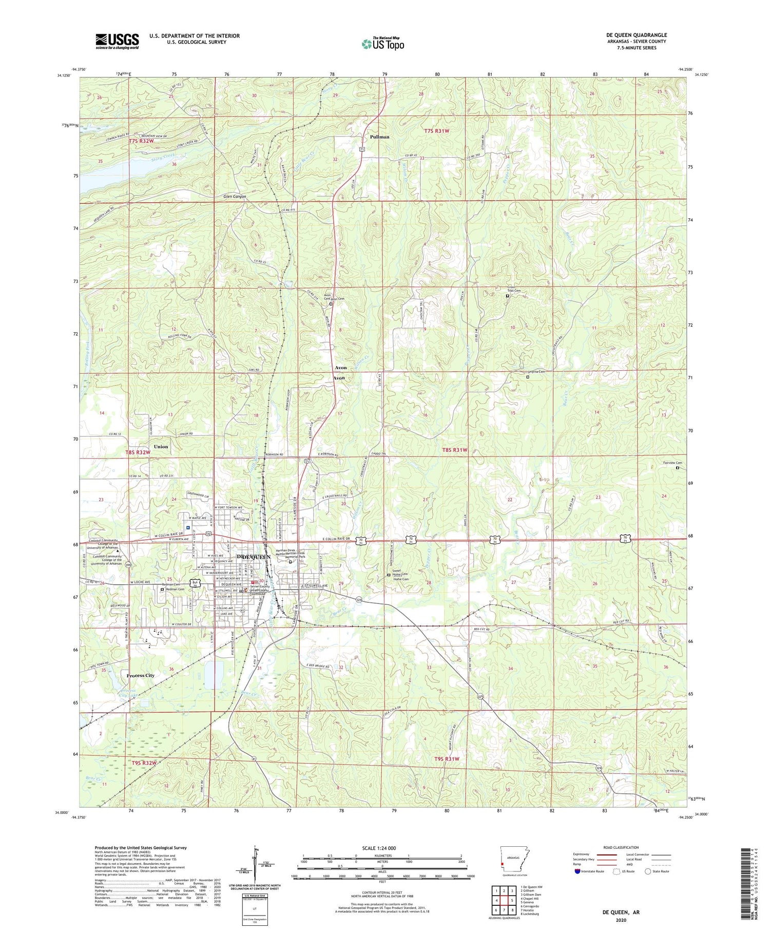 De Queen Arkansas US Topo Map Image