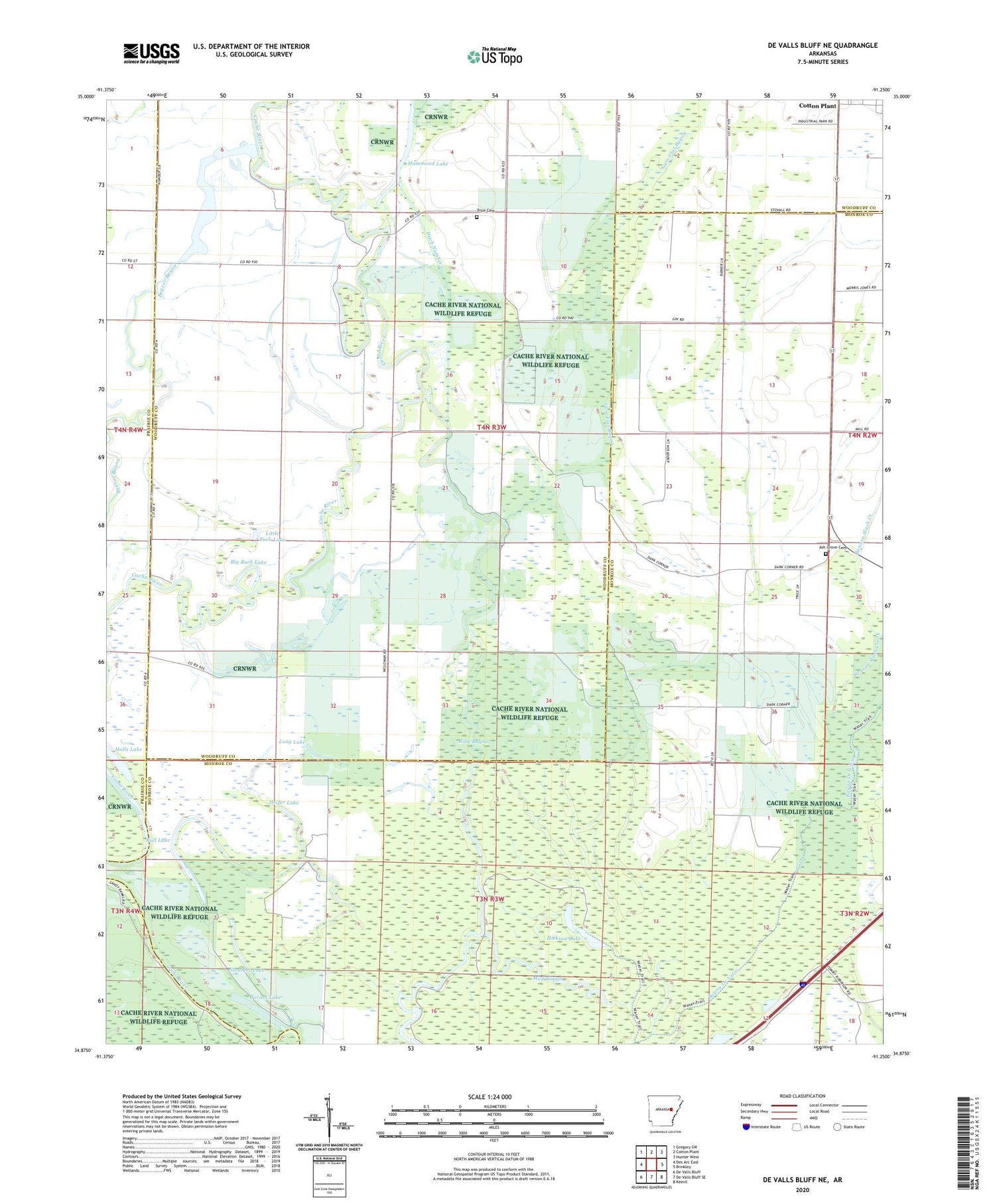 De Valls Bluff NE Arkansas US Topo Map Image