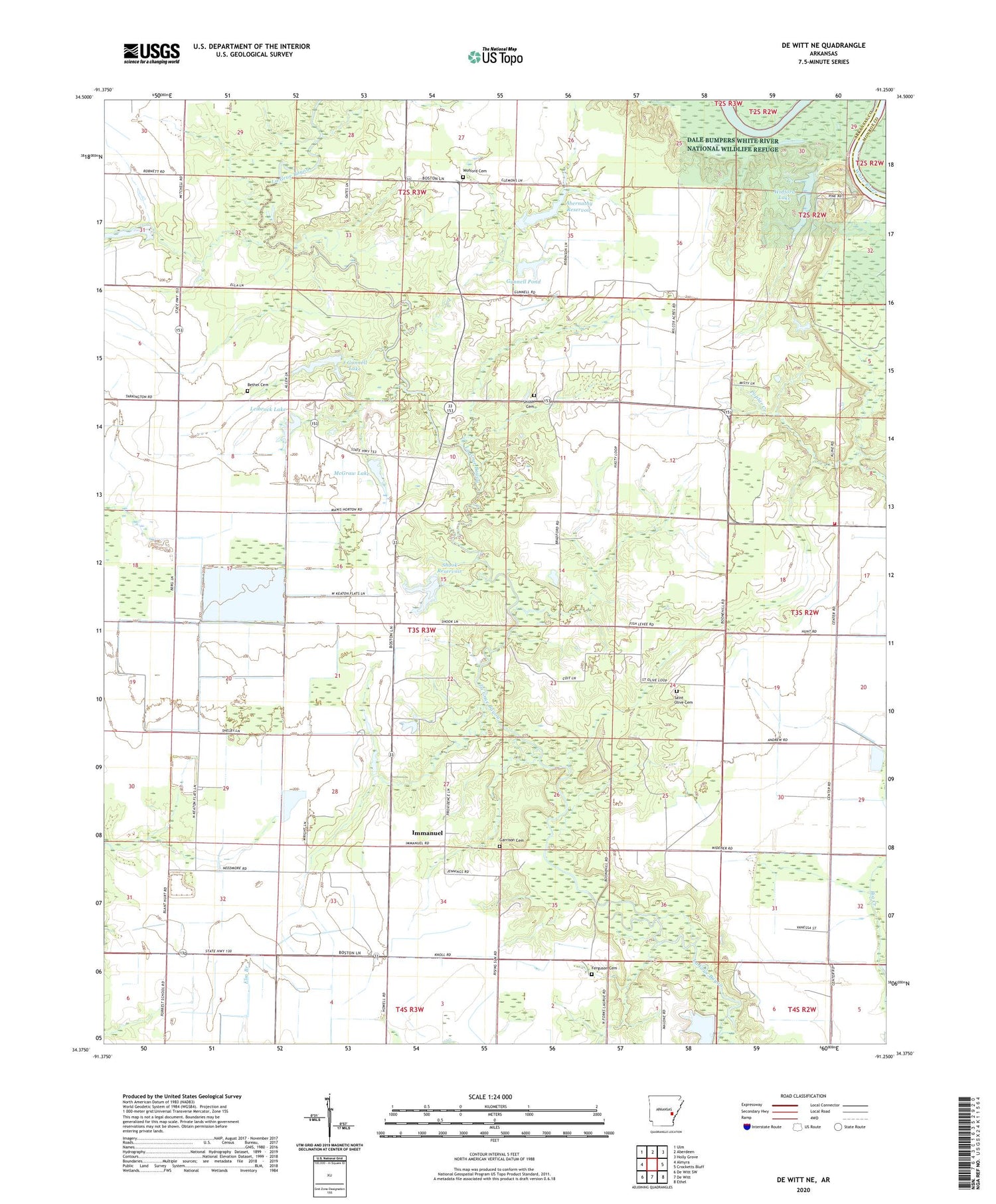 De Witt NE Arkansas US Topo Map Image
