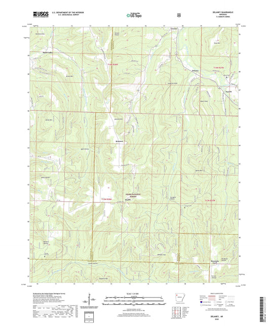 Delaney Arkansas US Topo Map Image