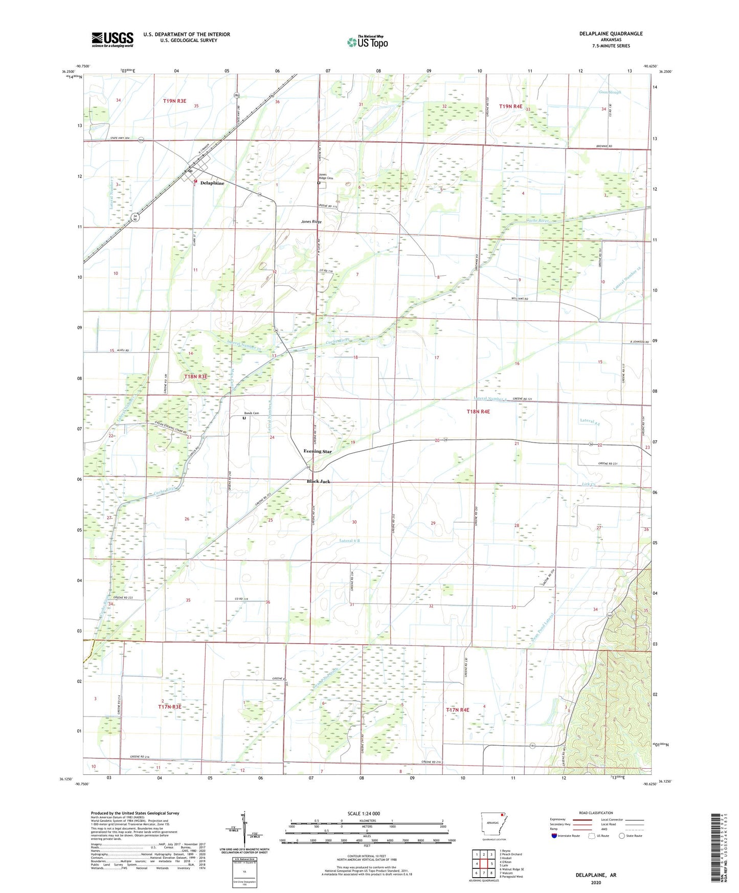 Delaplaine Arkansas US Topo Map Image