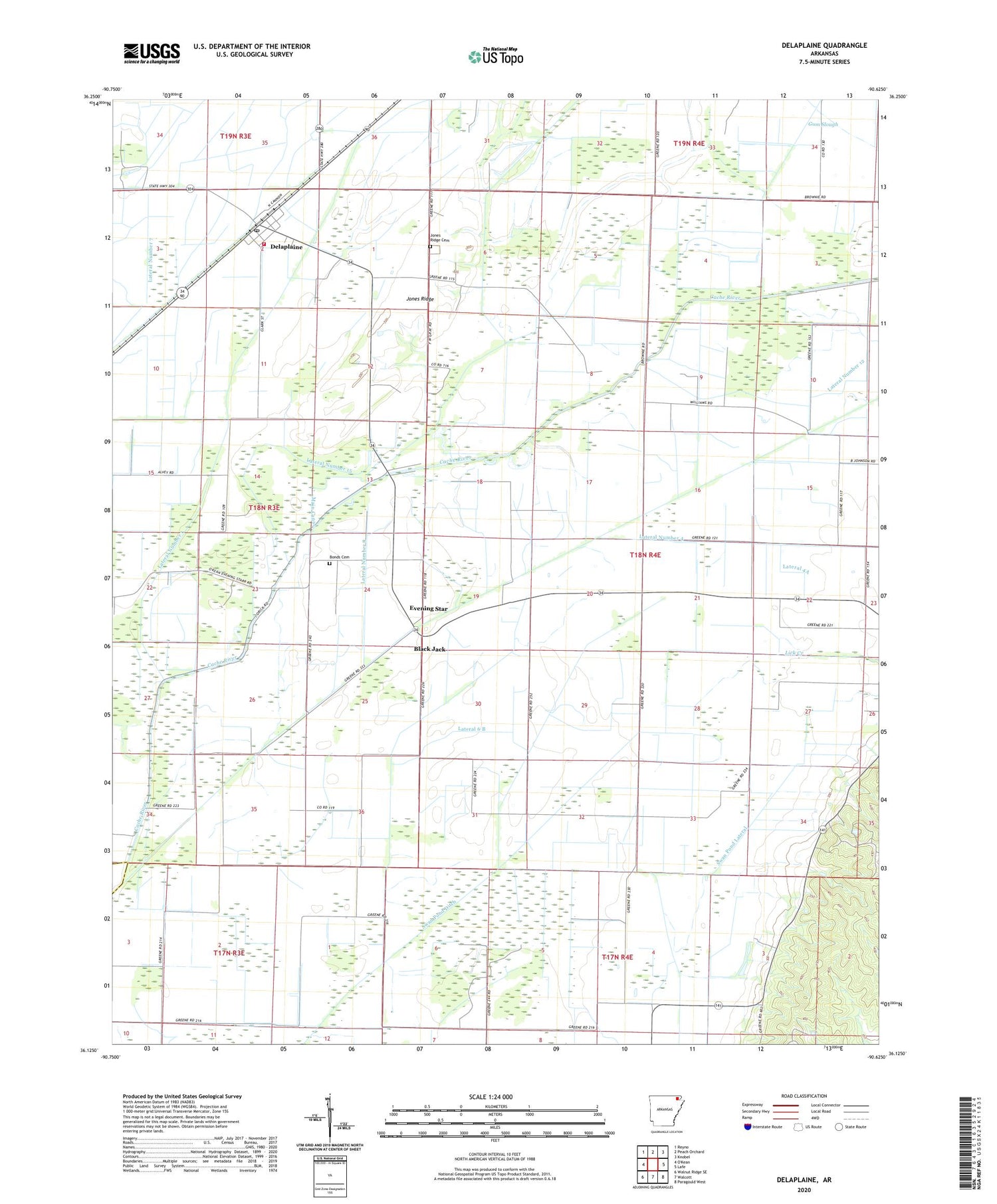 Delaplaine Arkansas US Topo Map Image