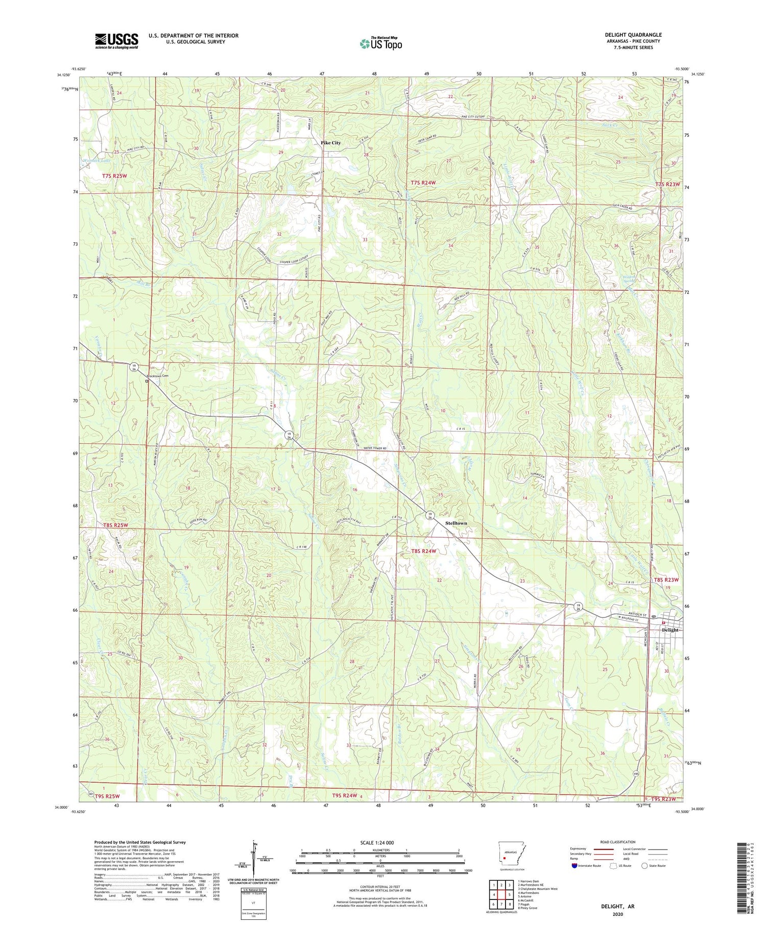 Delight Arkansas US Topo Map Image