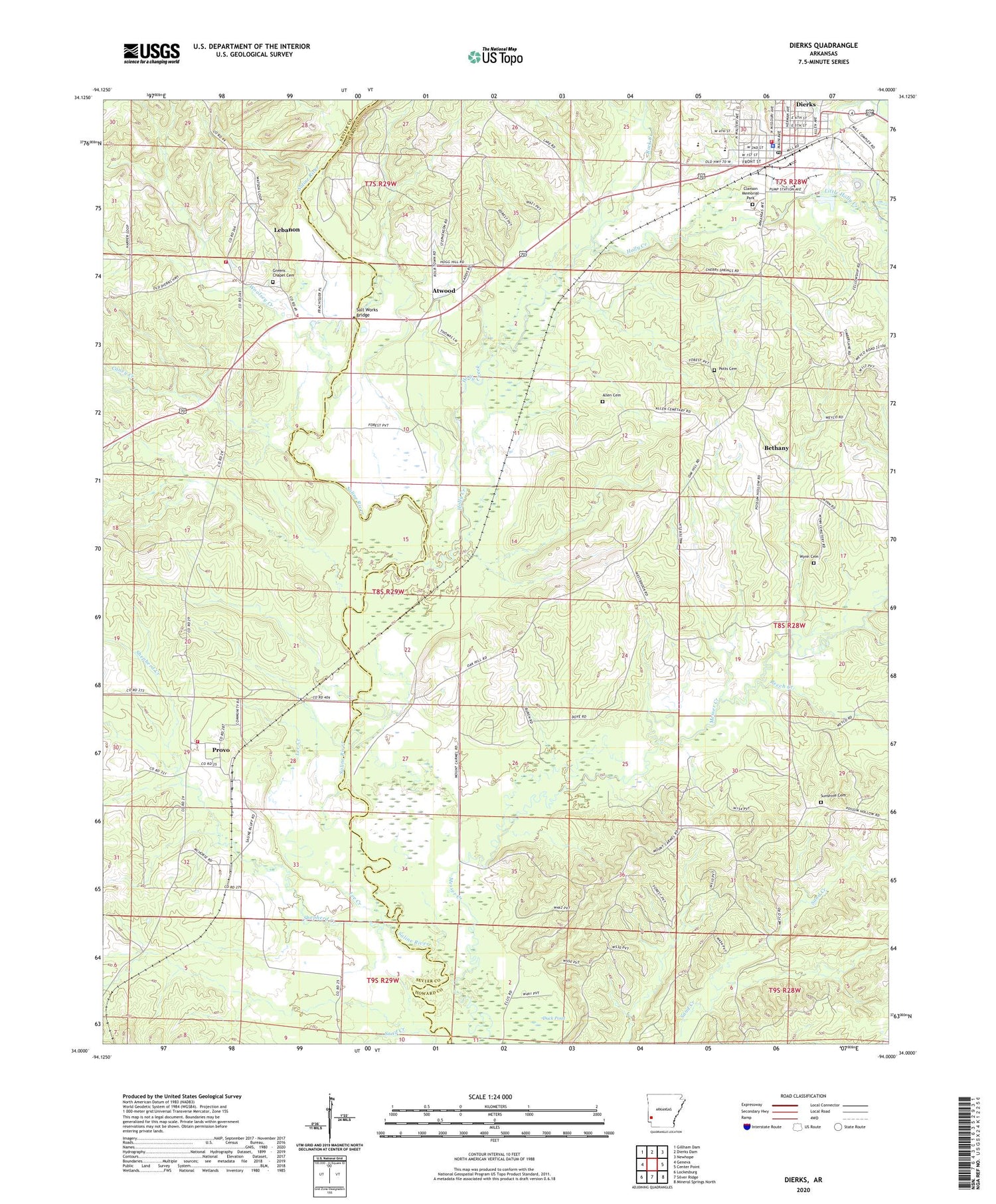 Dierks Arkansas US Topo Map Image