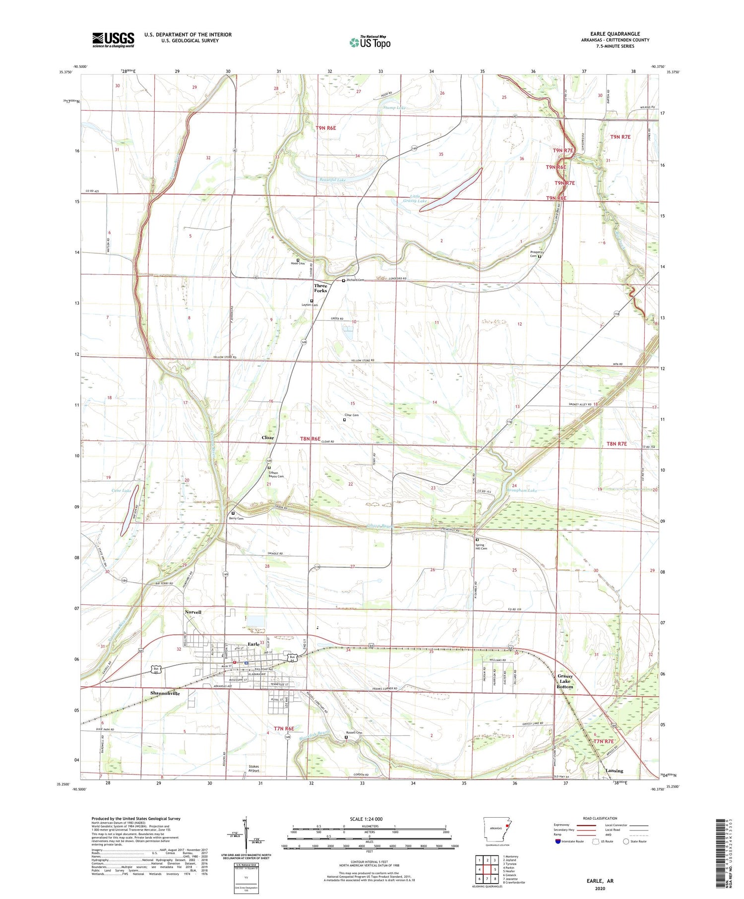 Earle Arkansas US Topo Map Image