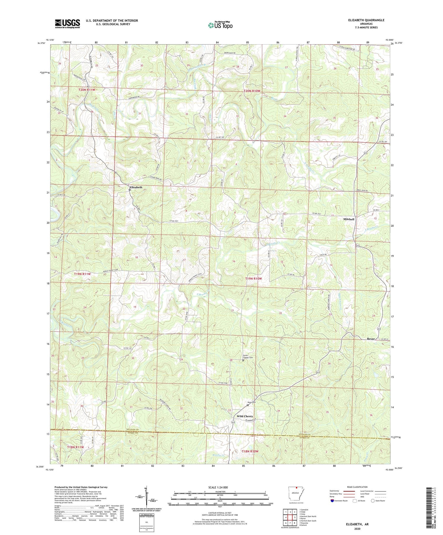 Elizabeth Arkansas US Topo Map Image
