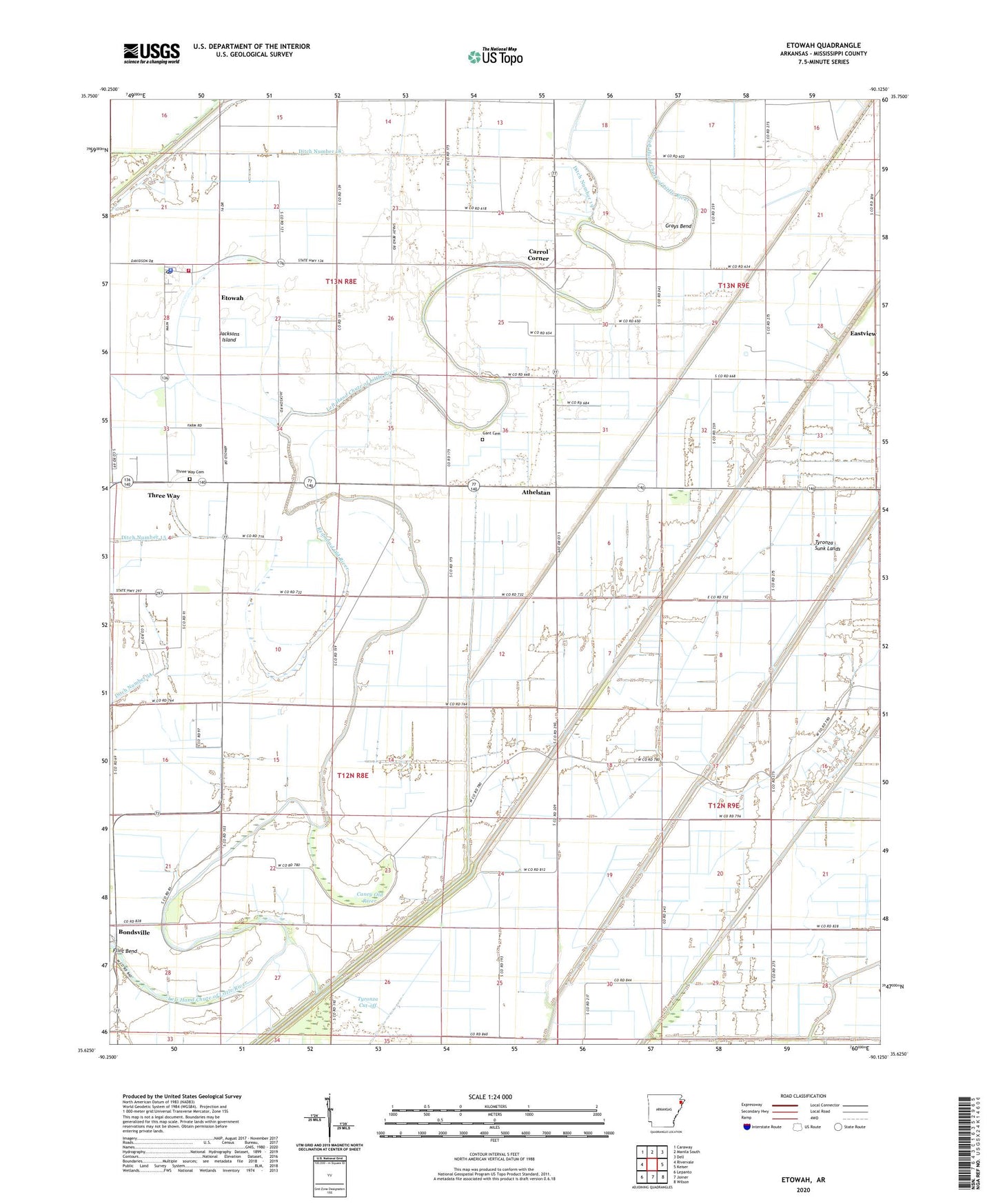 Etowah Arkansas US Topo Map Image