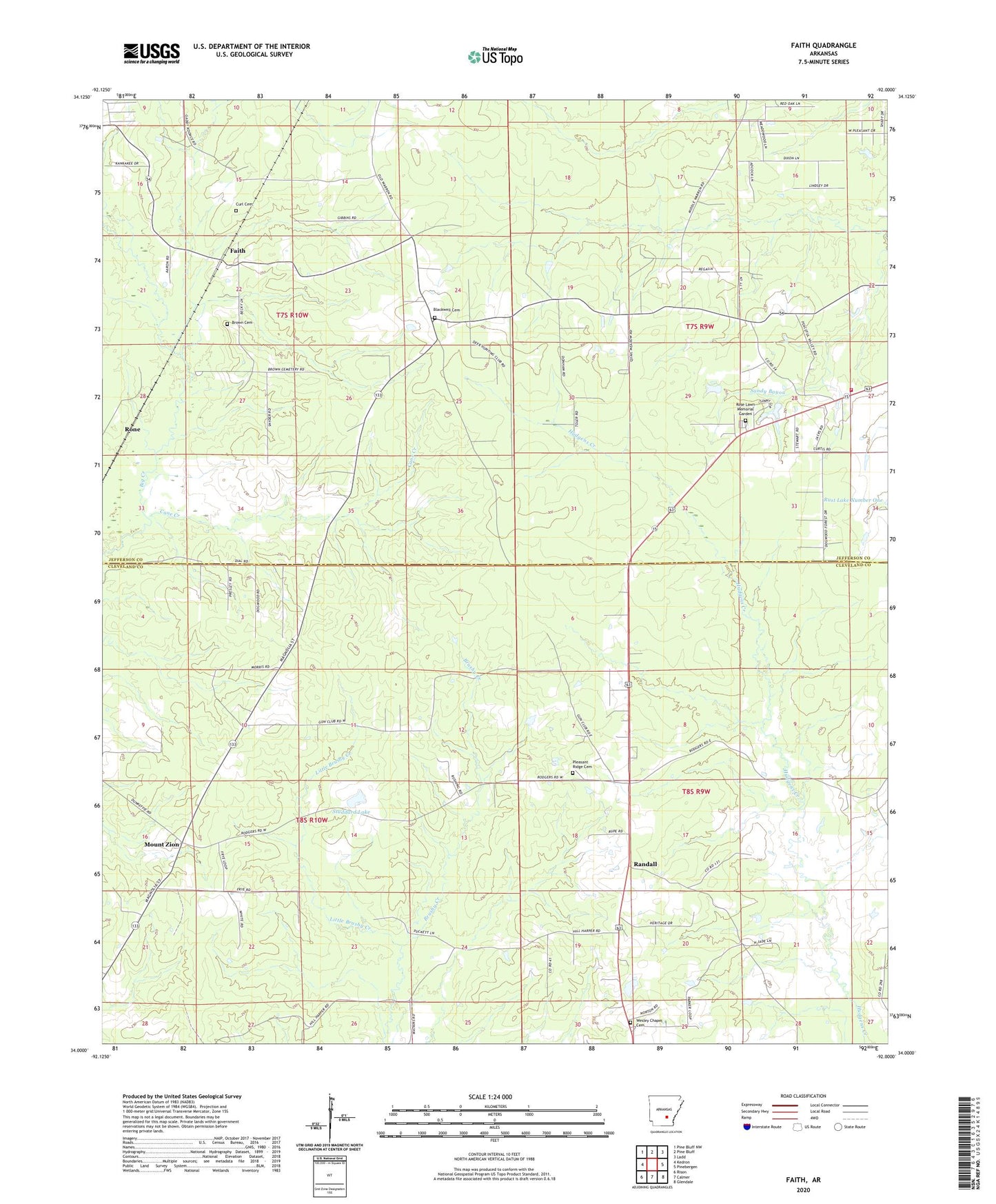 Faith Arkansas US Topo Map Image