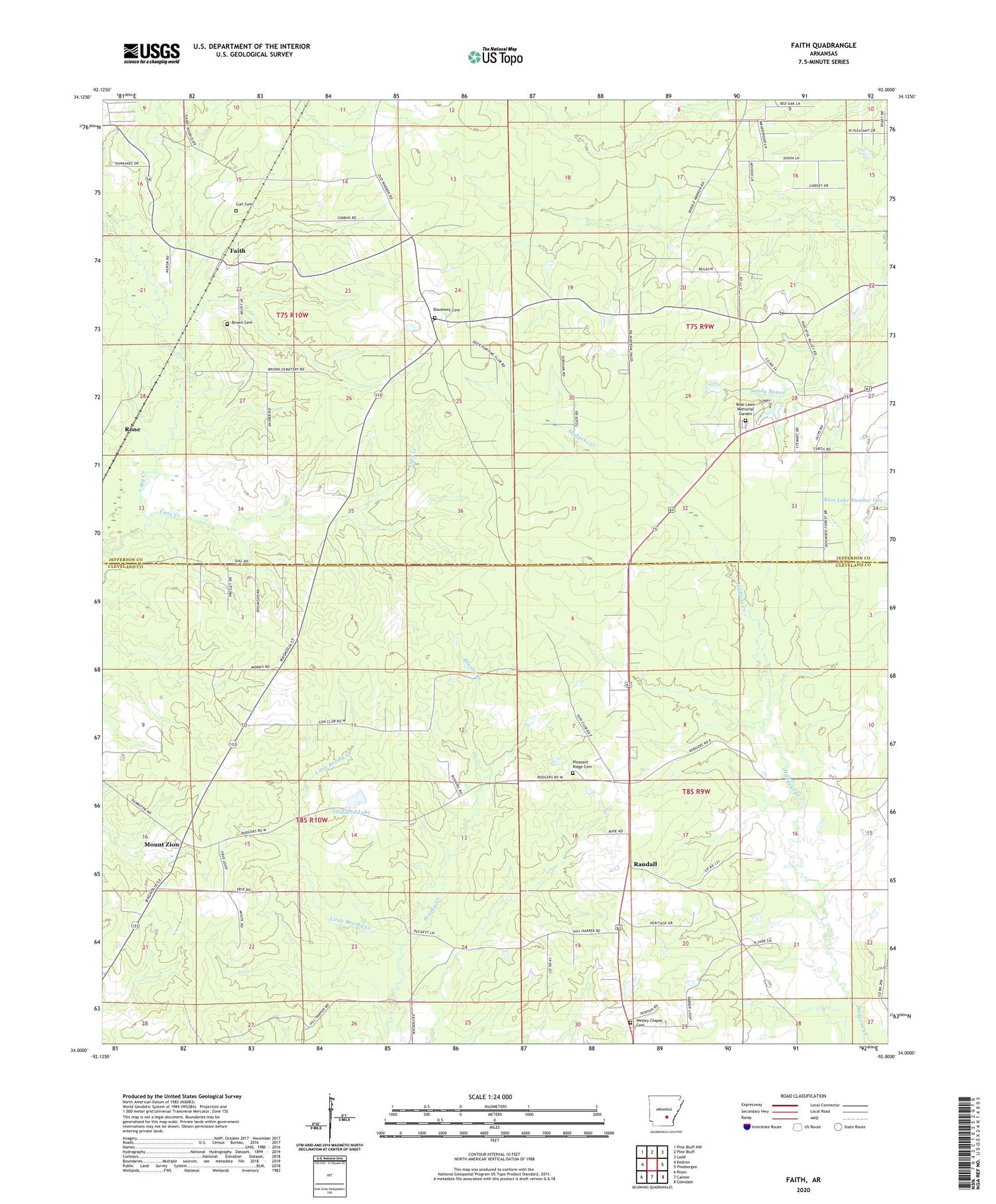 Faith Arkansas US Topo Map Image