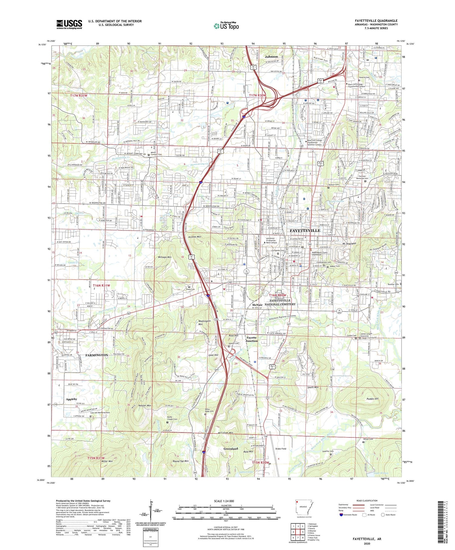 Fayetteville Arkansas US Topo Map Image