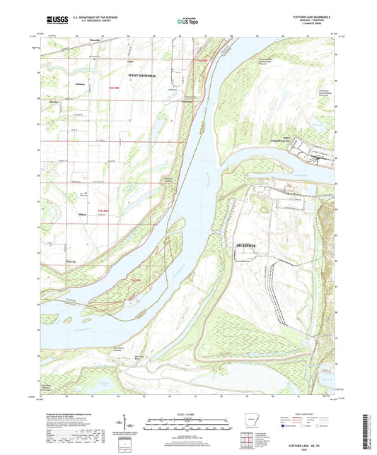 Fletcher Lake Arkansas US Topo Map Image