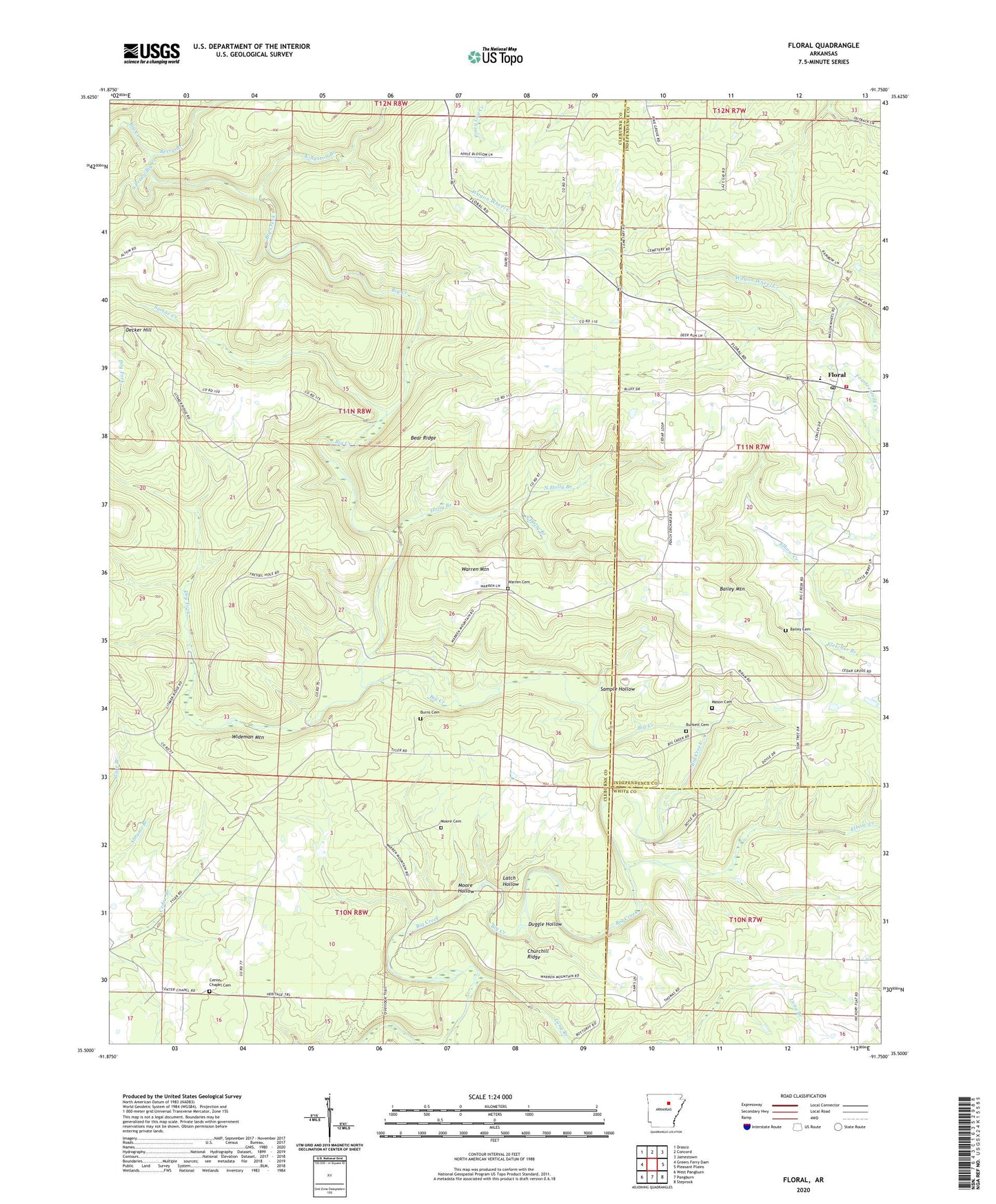 Floral Arkansas US Topo Map Image