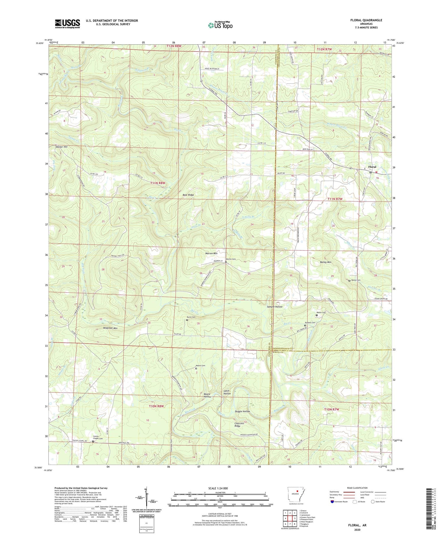 Floral Arkansas US Topo Map Image