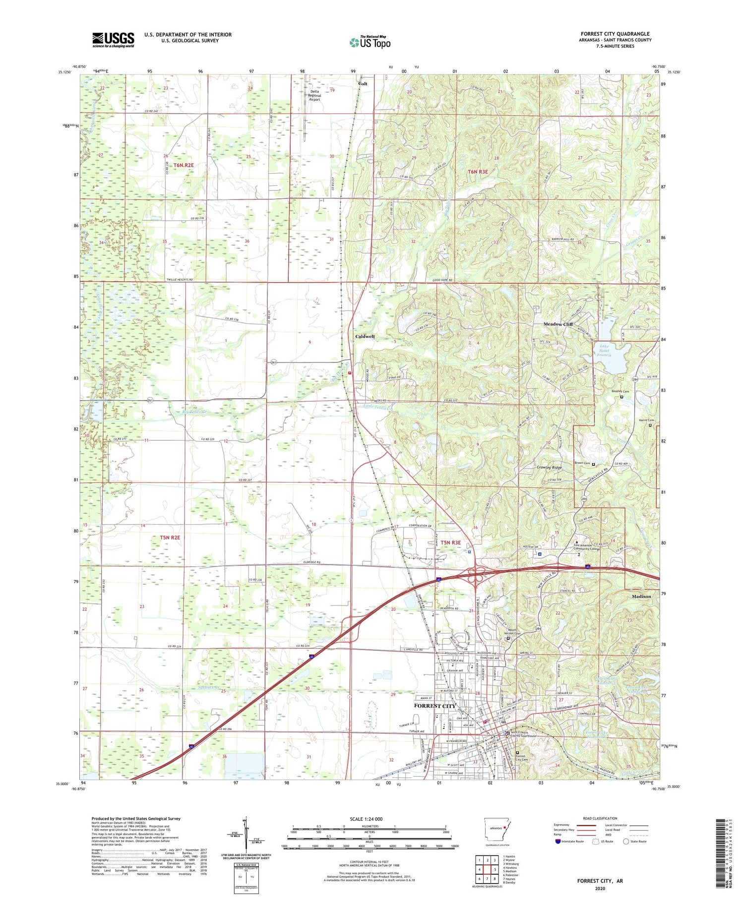 Forrest City Arkansas US Topo Map Image