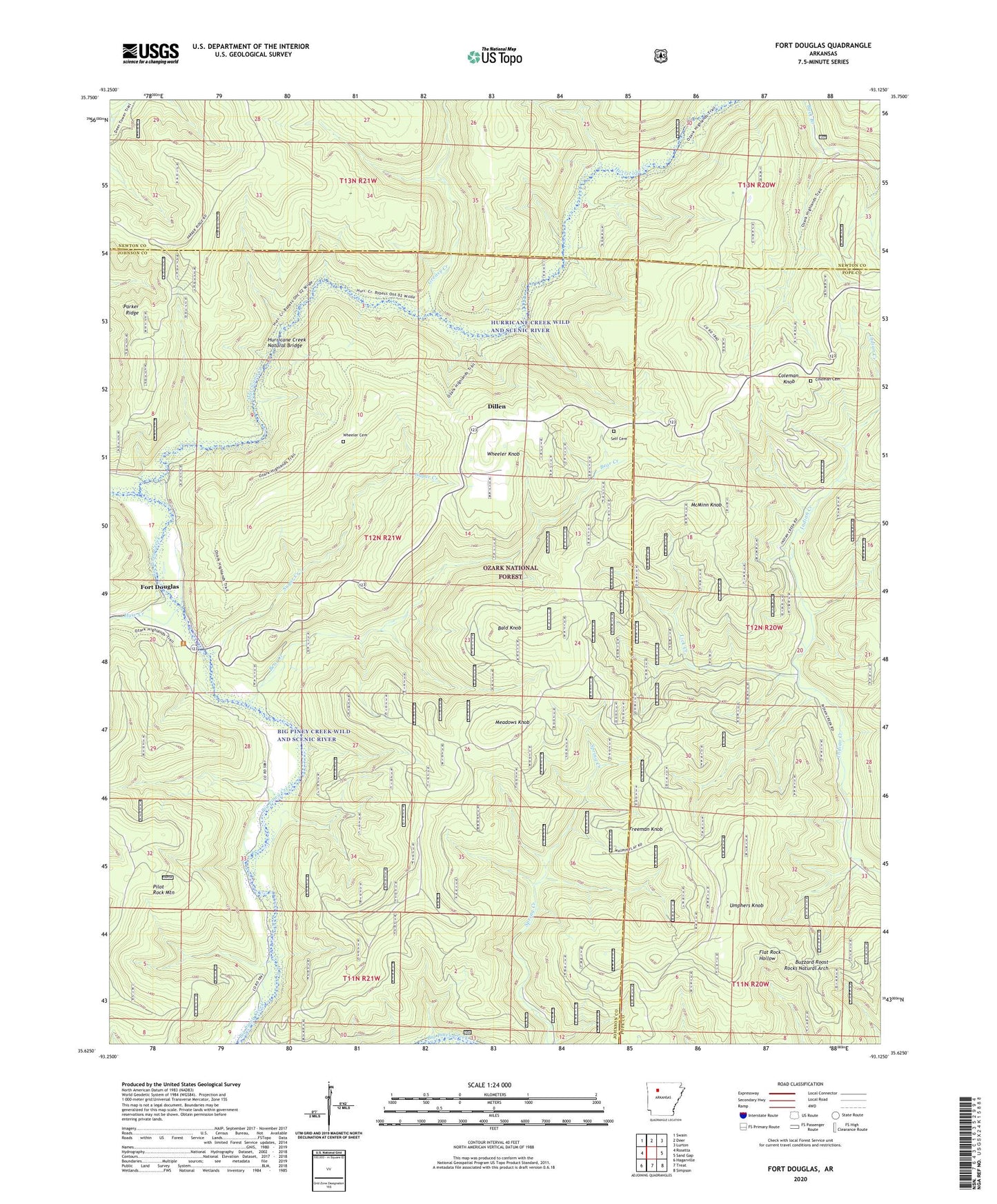 Fort Douglas Arkansas US Topo Map Image
