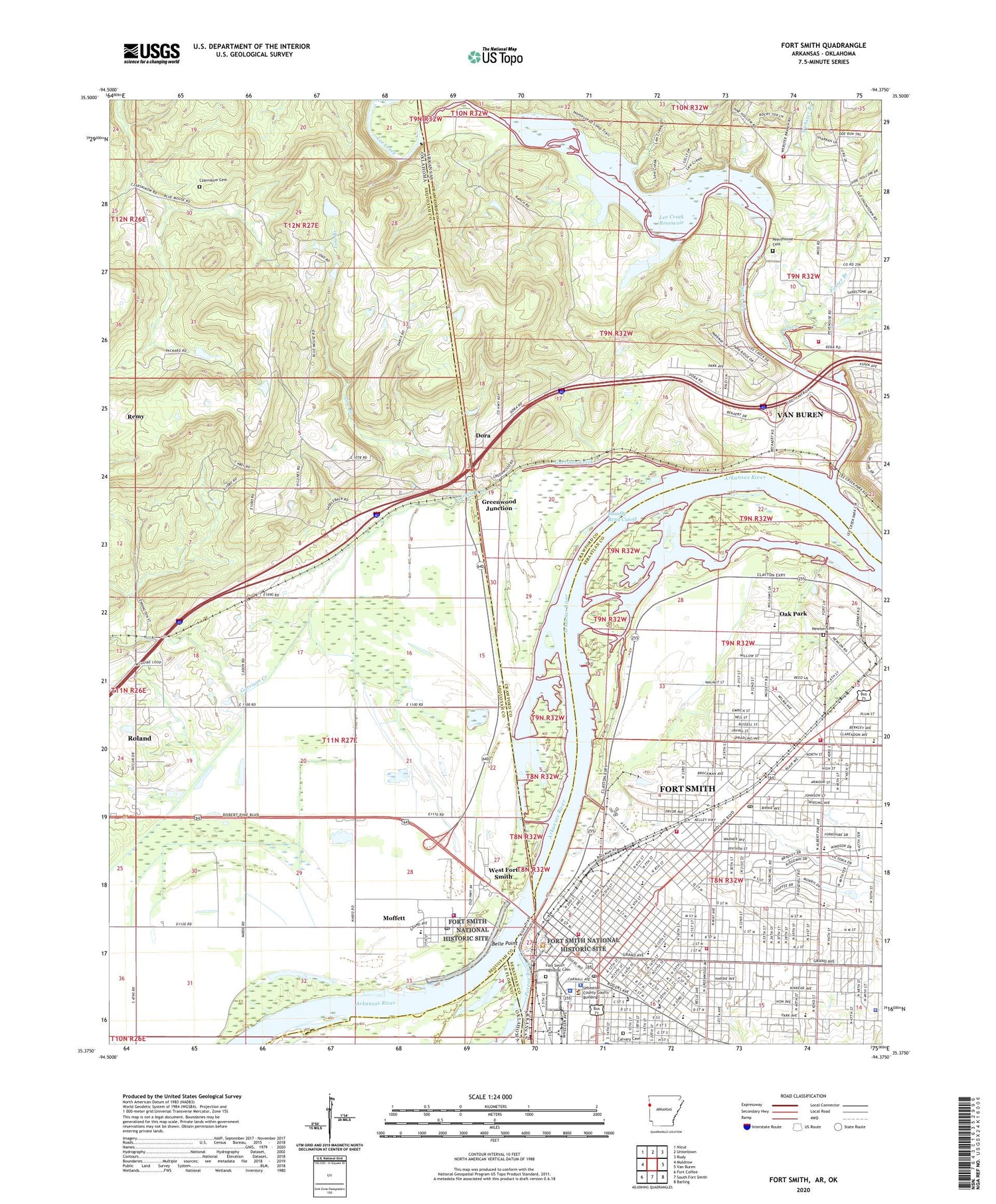 Fort Smith Arkansas US Topo Map Image