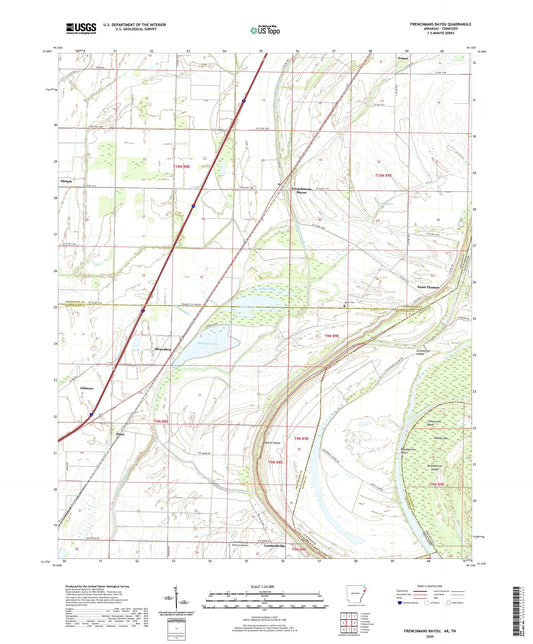 Frenchmans Bayou Arkansas US Topo Map Image