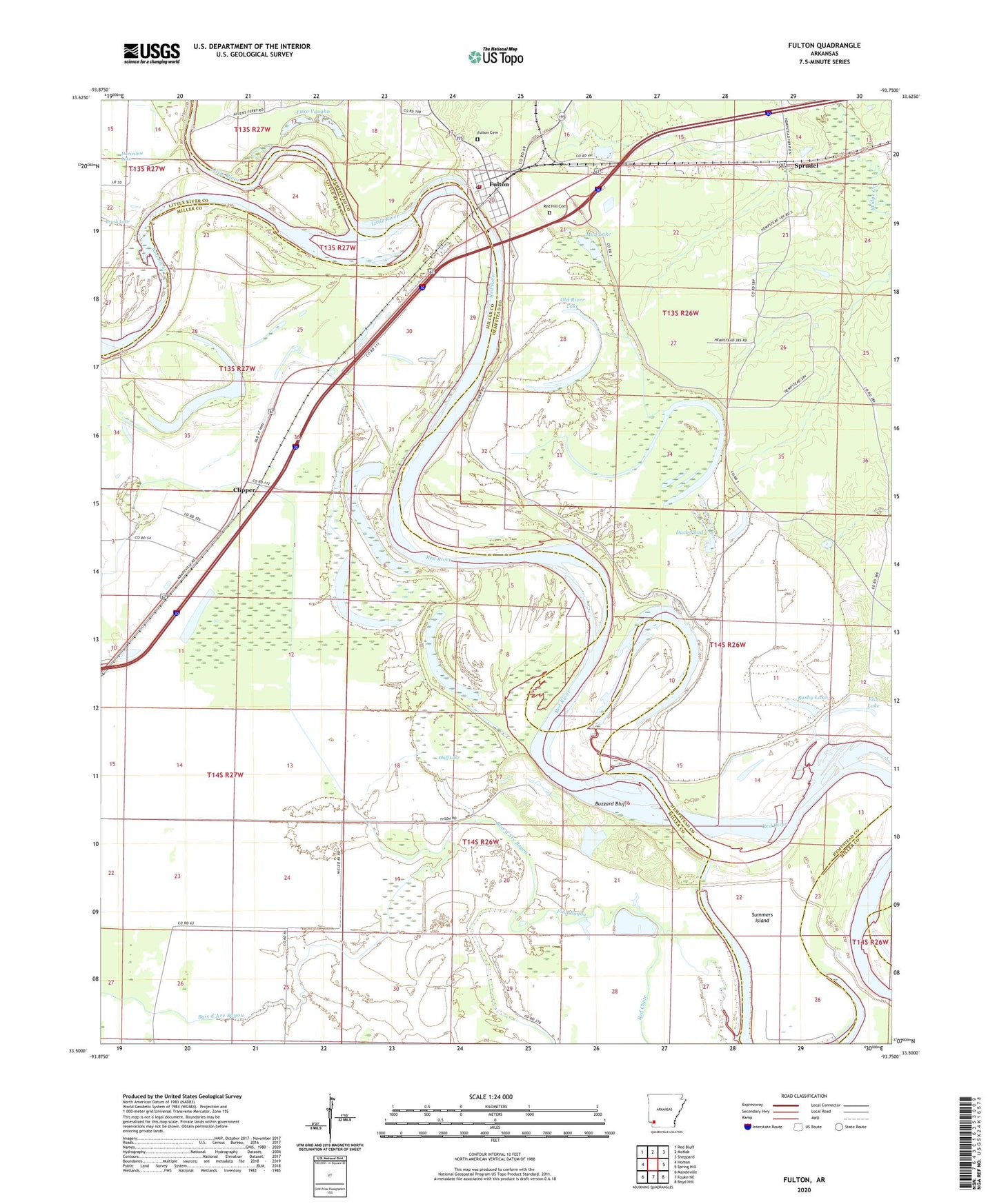 Fulton Arkansas US Topo Map Image