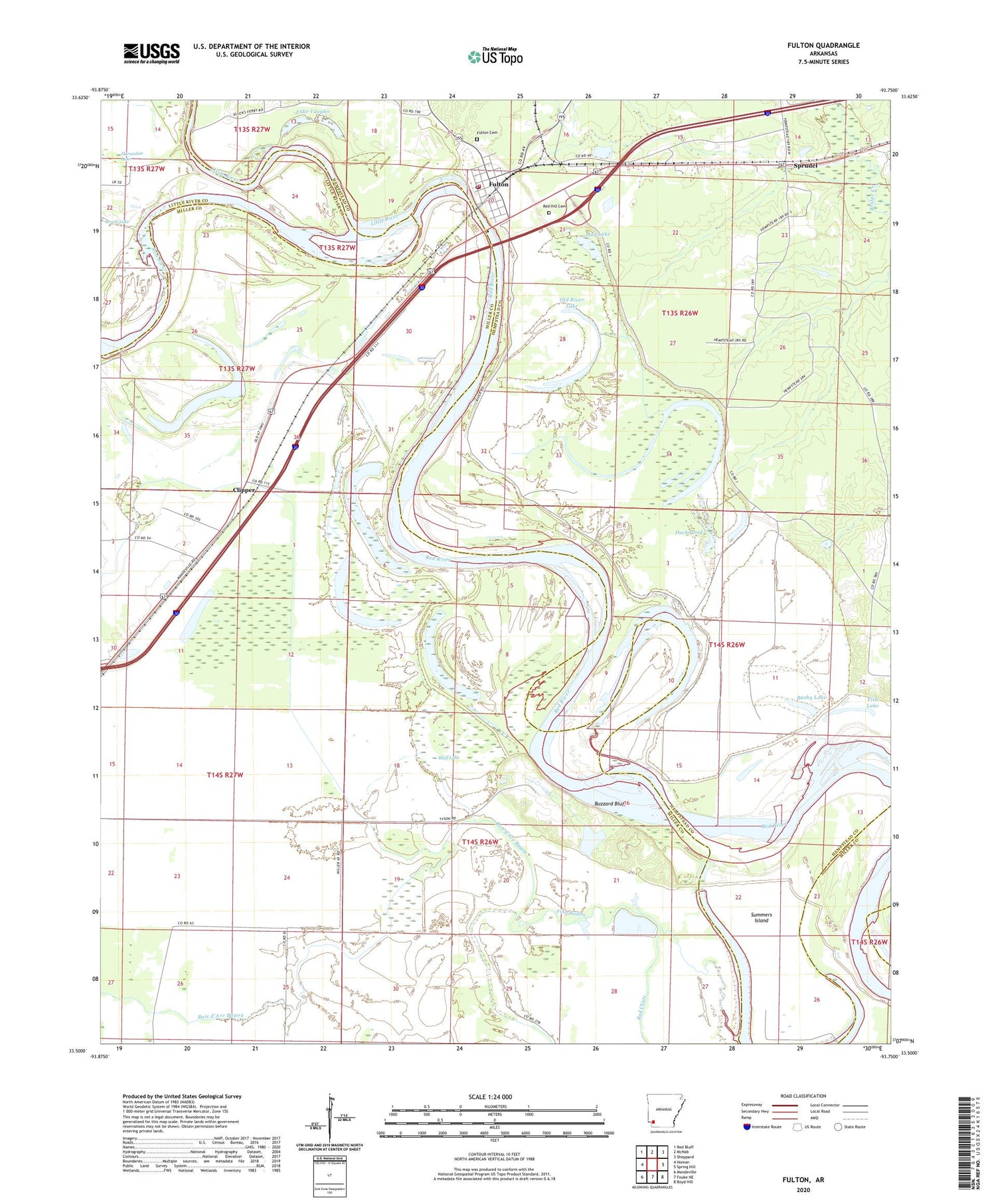 Fulton Arkansas US Topo Map Image