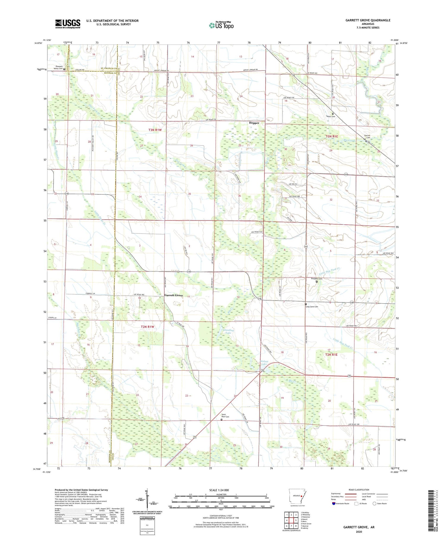 Garrett Grove Arkansas US Topo Map Image