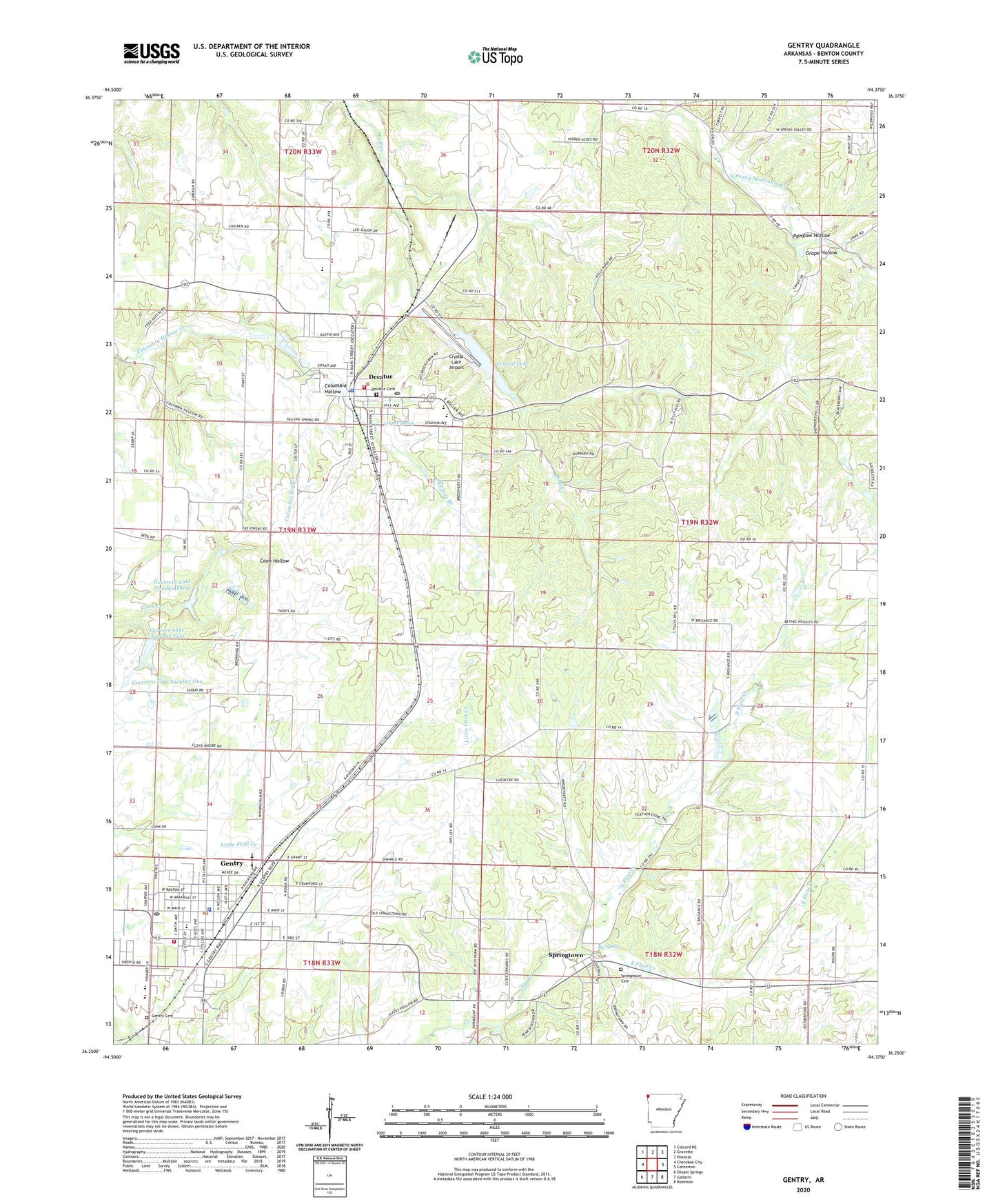 Gentry Arkansas US Topo Map Image