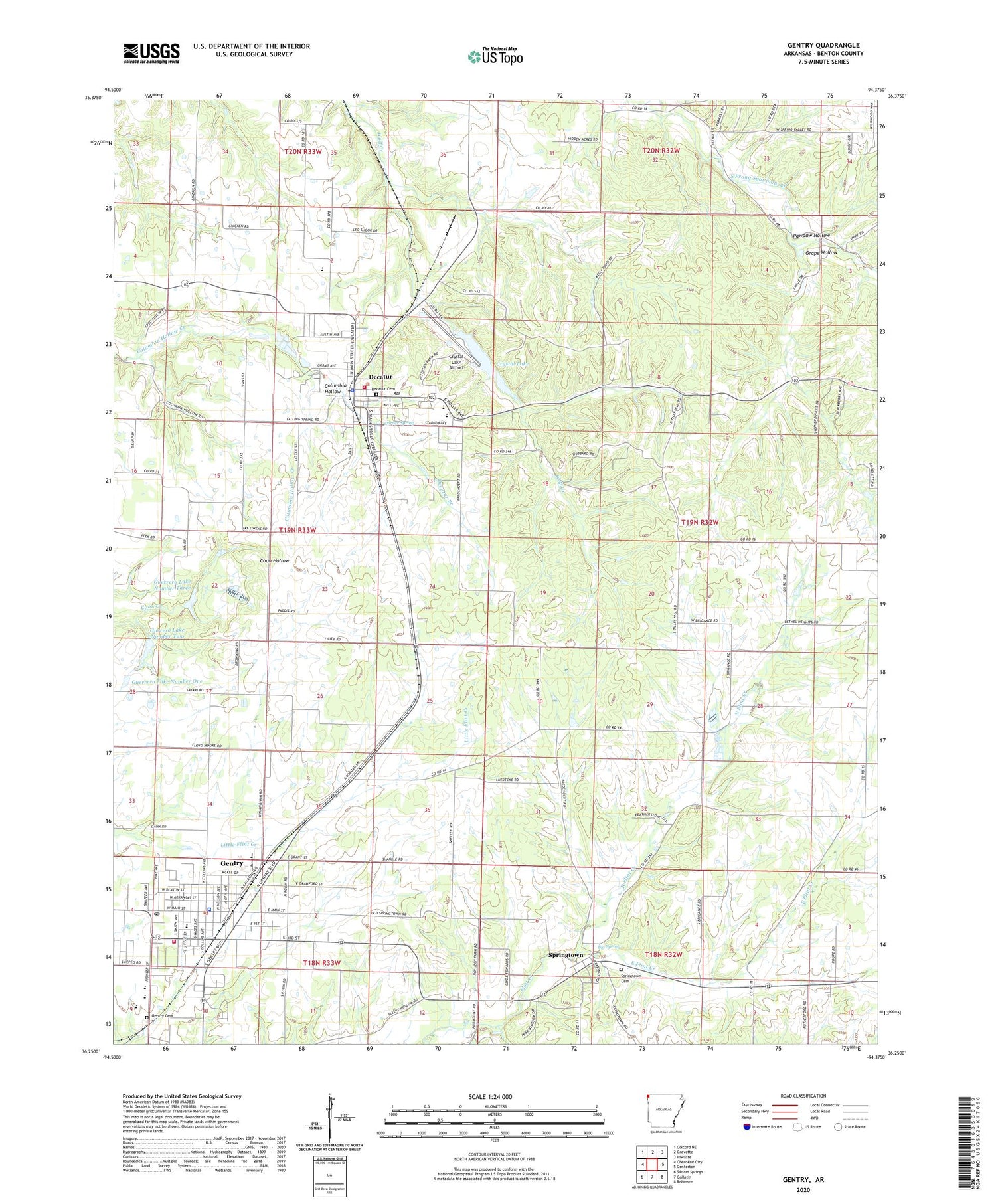 Gentry Arkansas US Topo Map Image