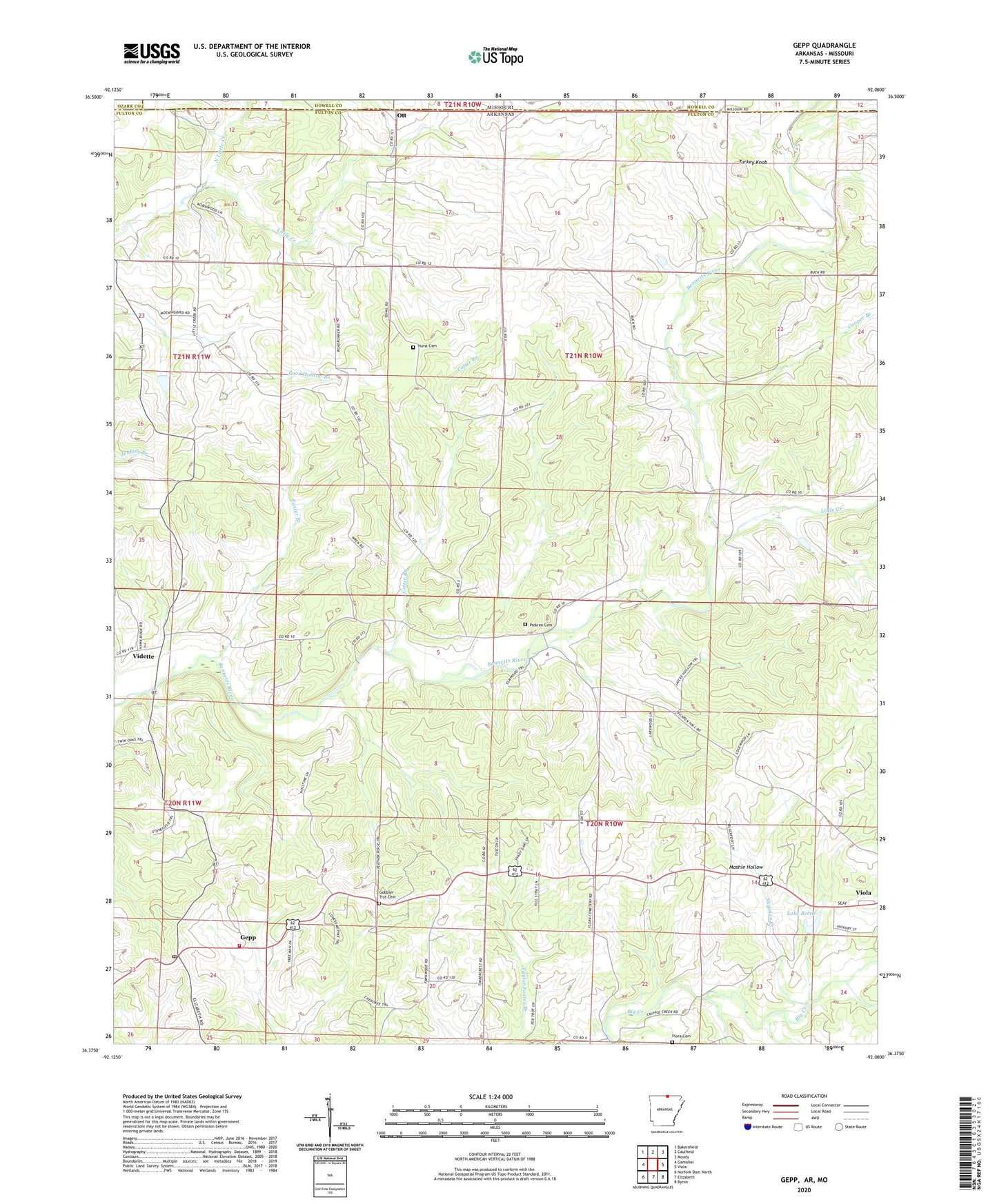 Gepp Arkansas US Topo Map Image