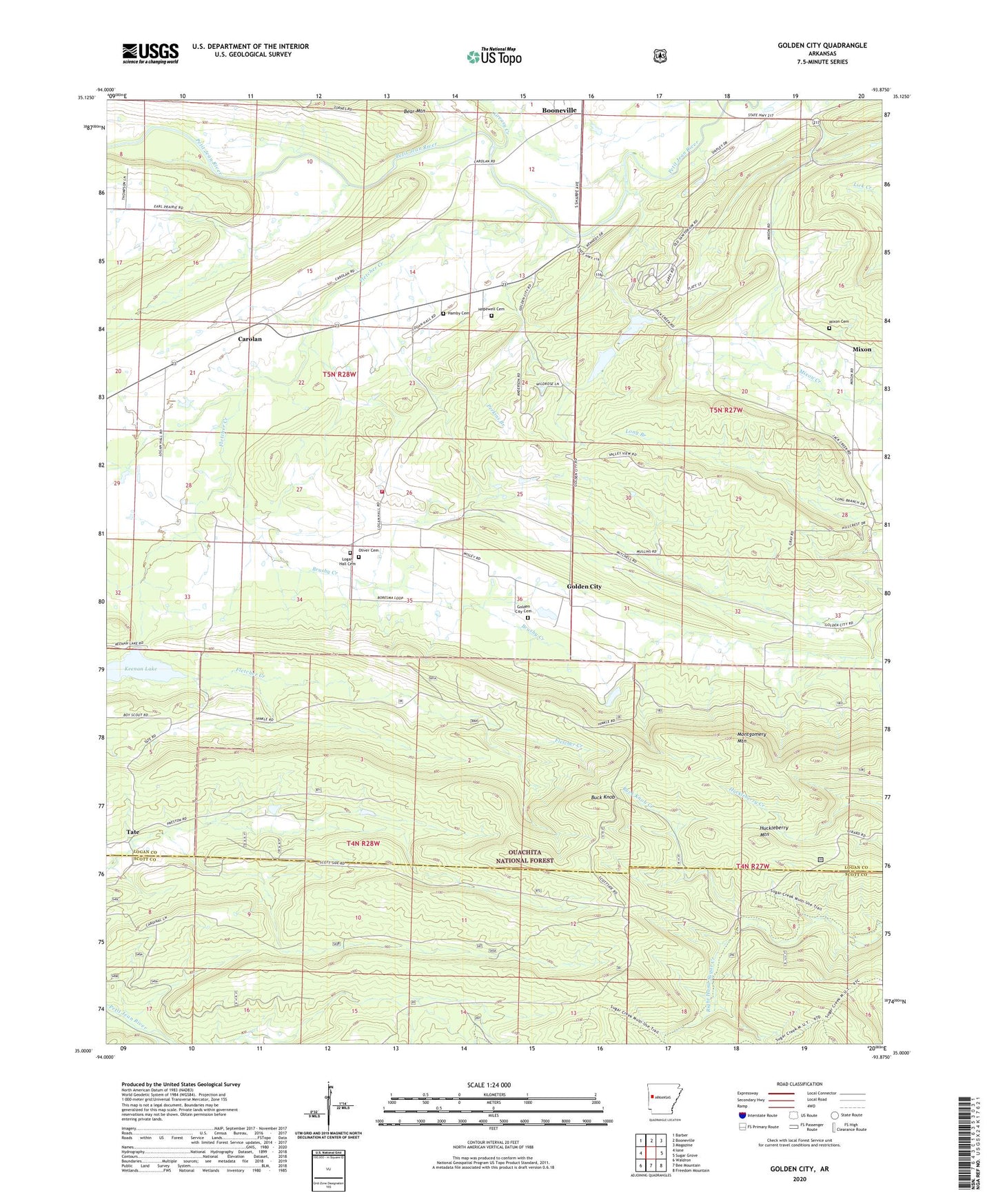 Golden City Arkansas US Topo Map Image