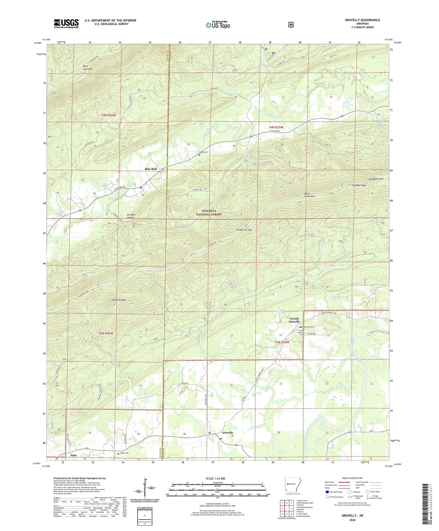 Gravelly Arkansas US Topo Map Image