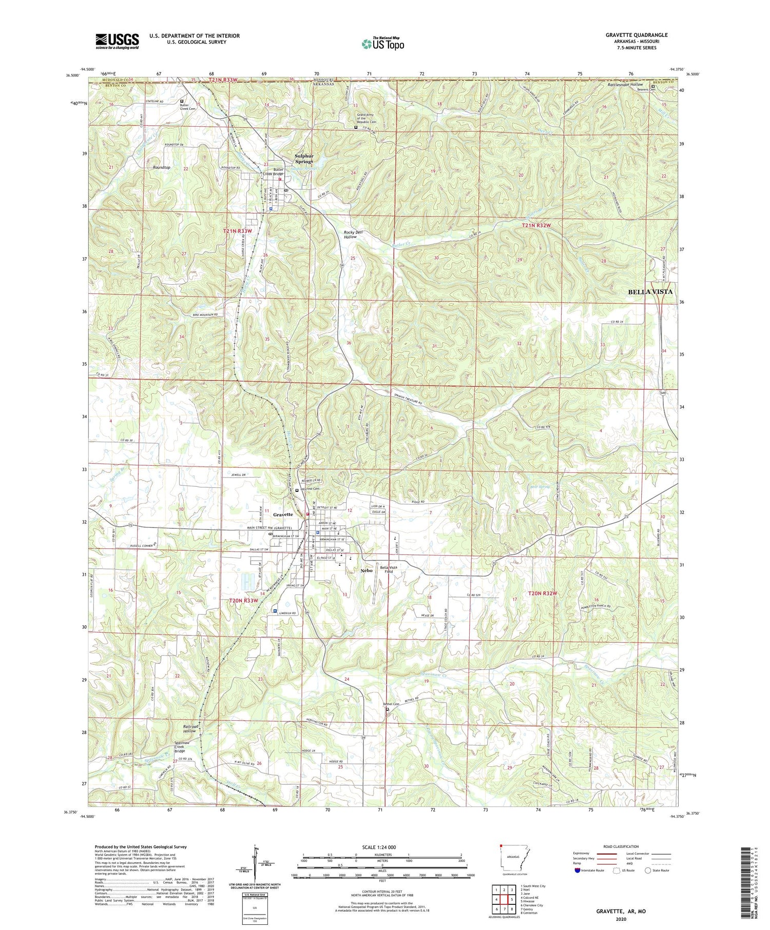 Gravette Arkansas US Topo Map Image