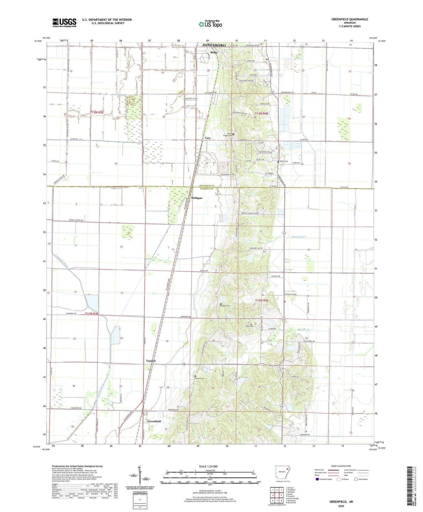 Greenfield Arkansas US Topo Map Image
