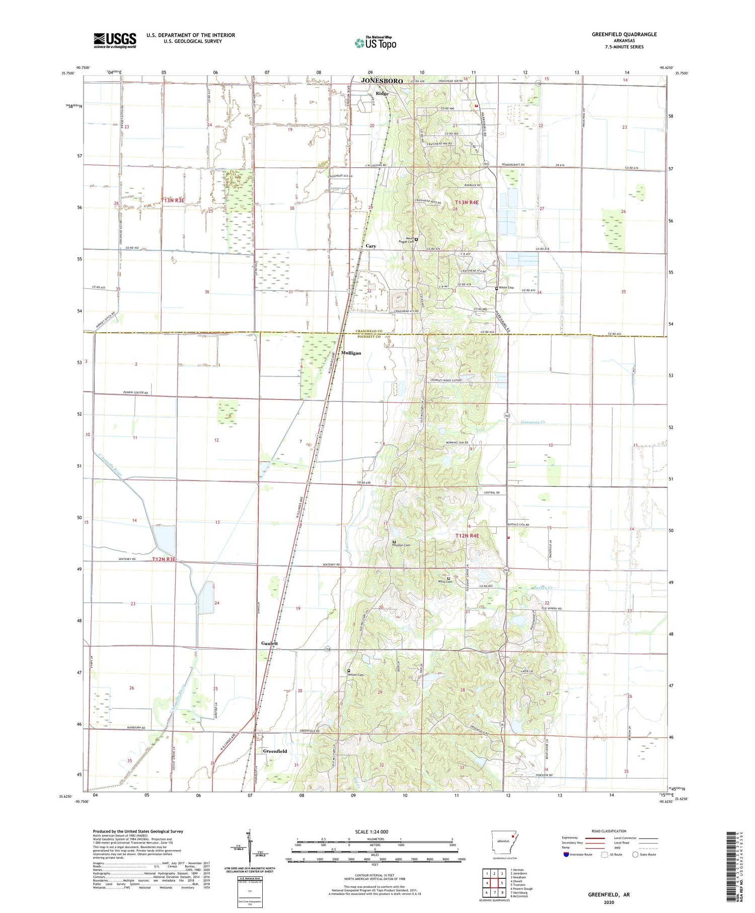 Greenfield Arkansas US Topo Map Image