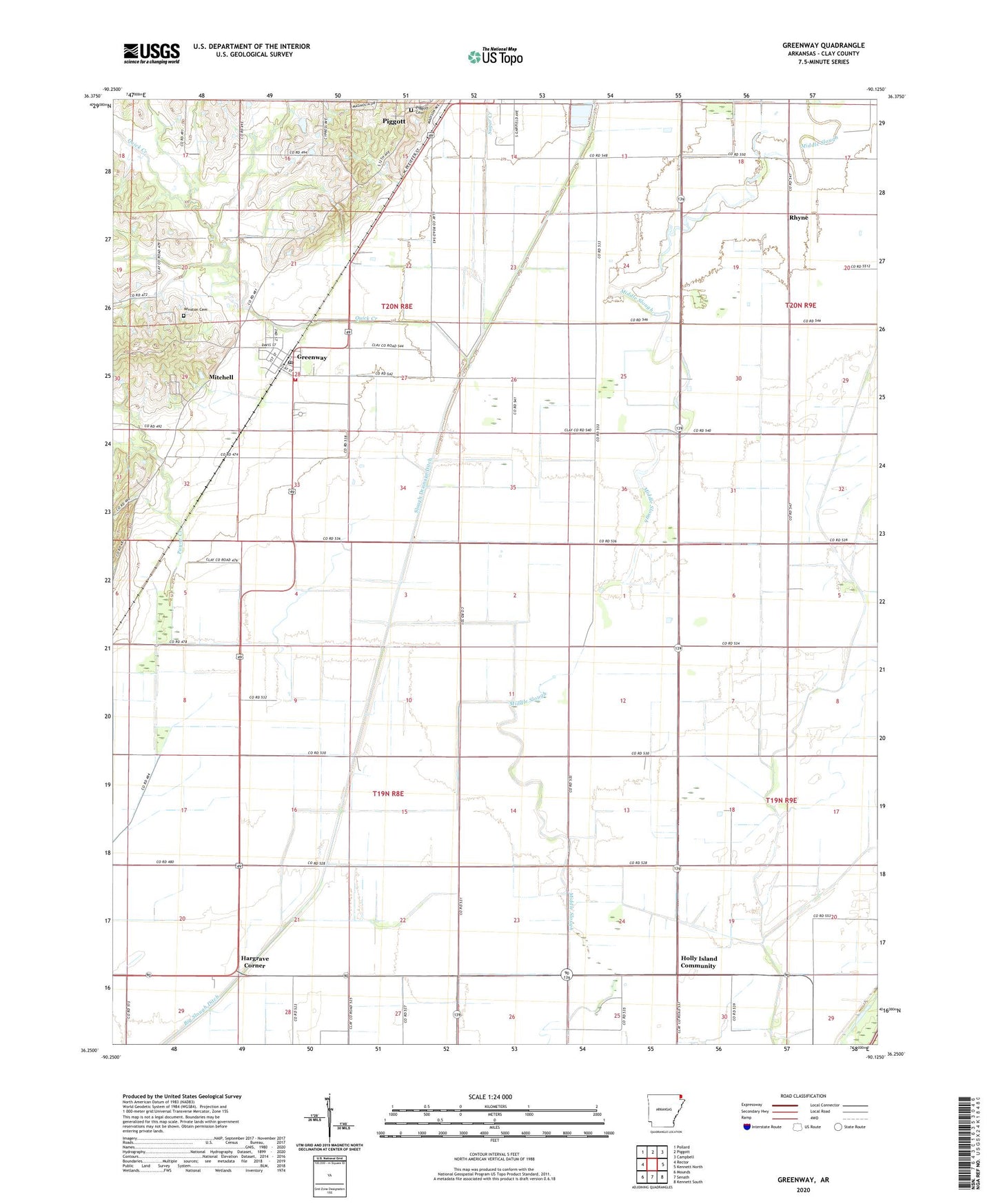 Greenway Arkansas US Topo Map Image