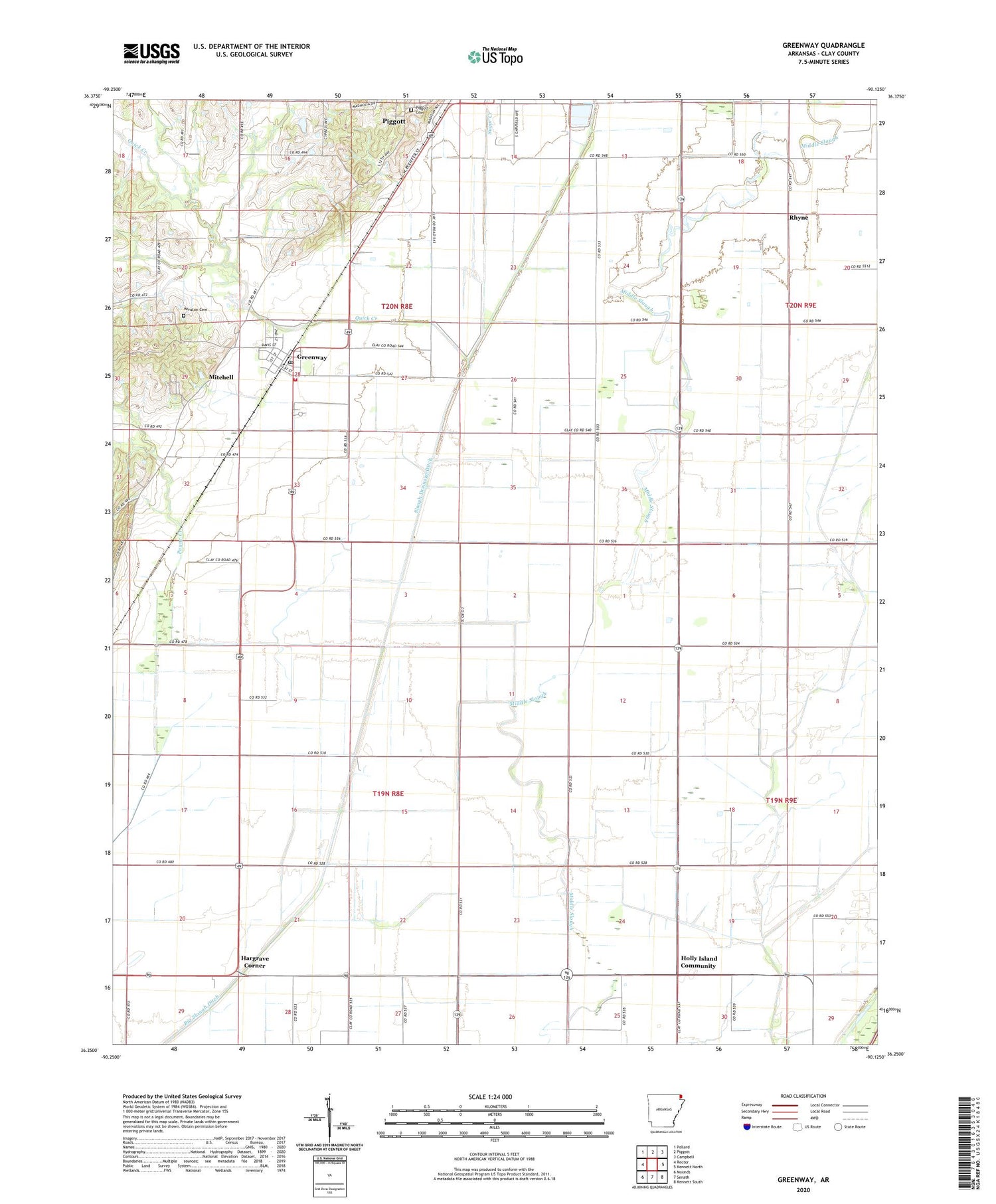 Greenway Arkansas US Topo Map Image