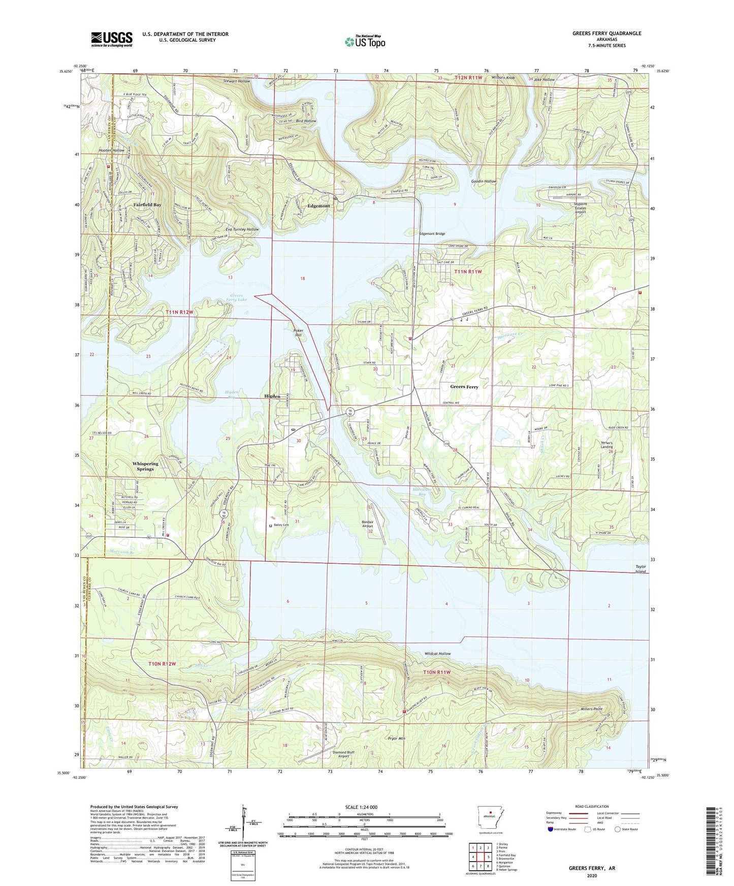 Greers Ferry Arkansas US Topo Map Image