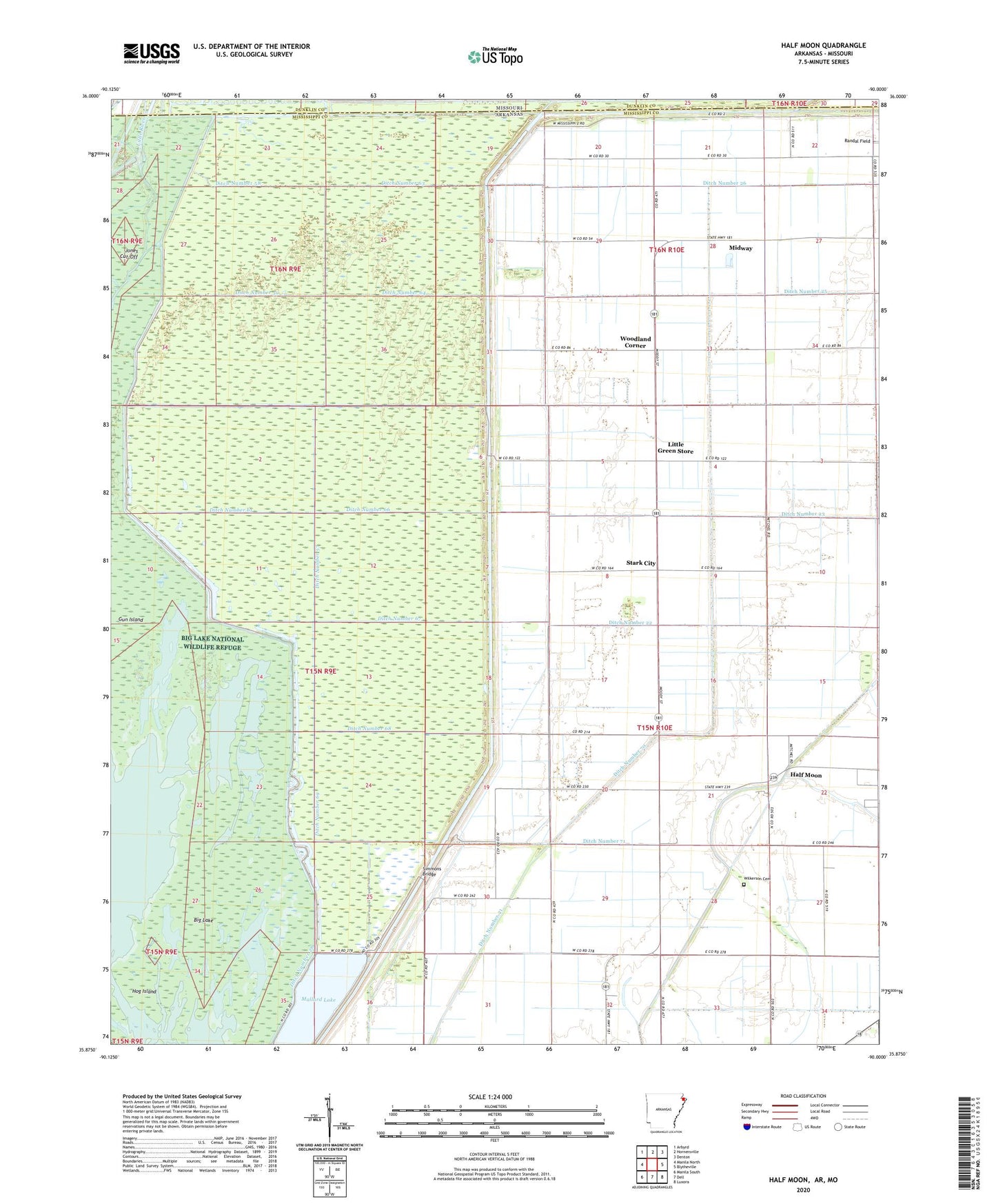 Half Moon Arkansas US Topo Map Image