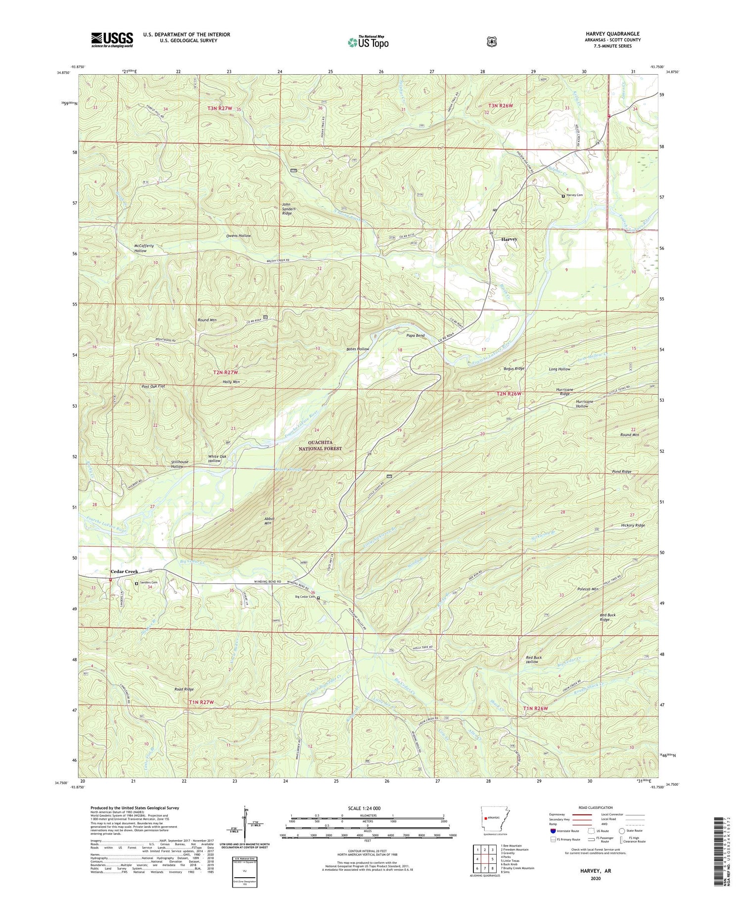 Harvey Arkansas US Topo Map Image