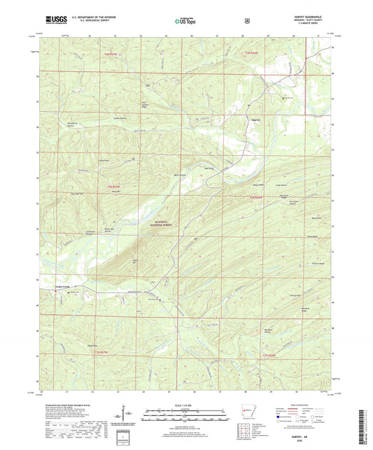 Harvey Arkansas US Topo Map Image